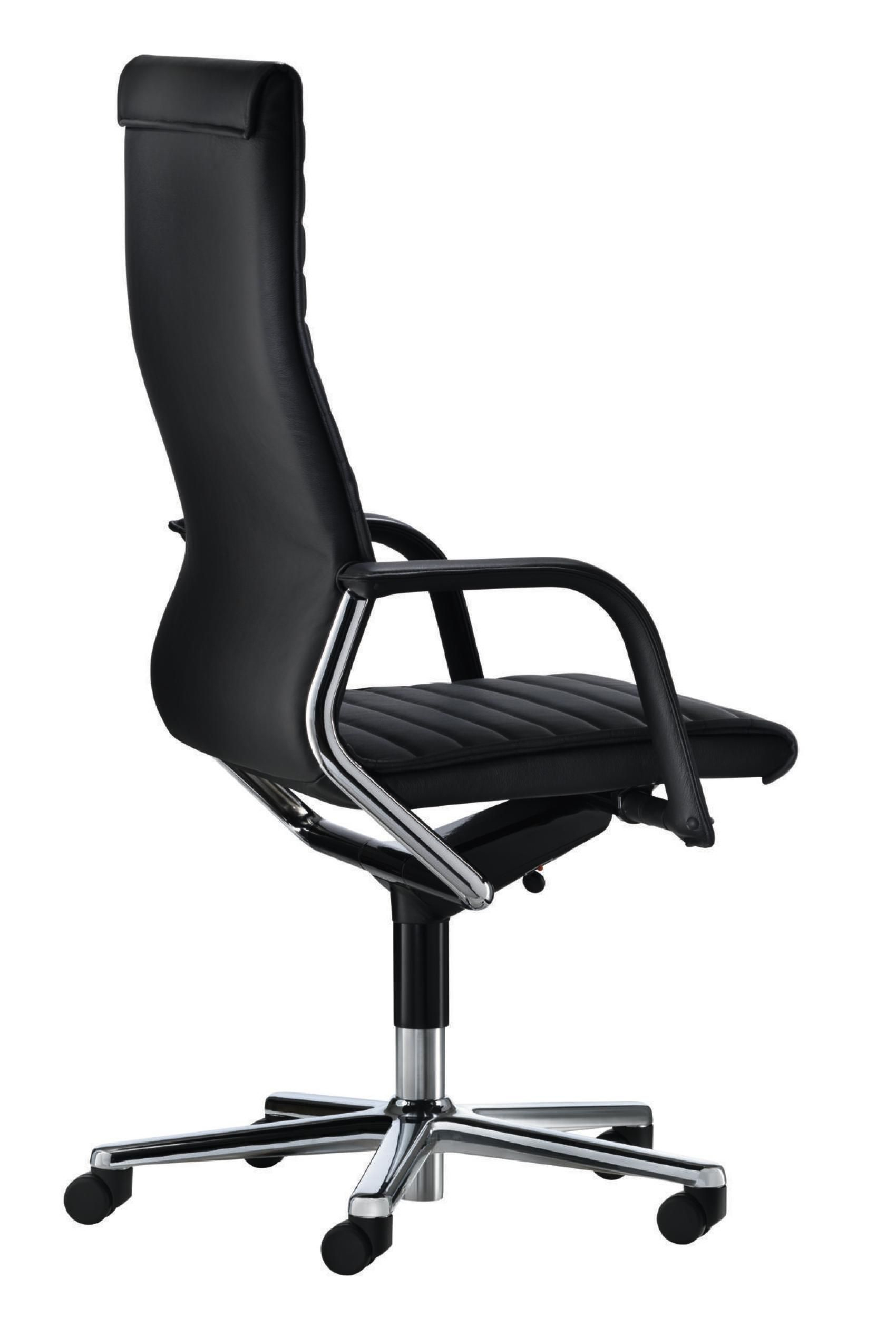 FS Management Drehstuhl Leder Chrom Schwarz