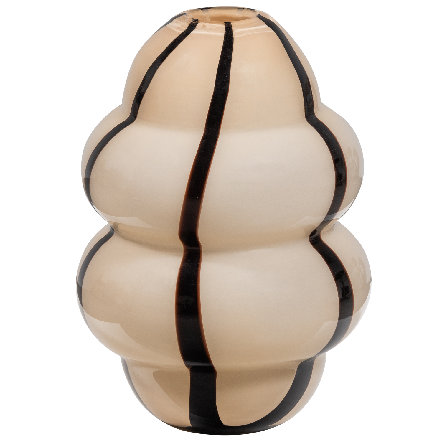 Kenny Vase Glas Schwarz-Creme Gestreift