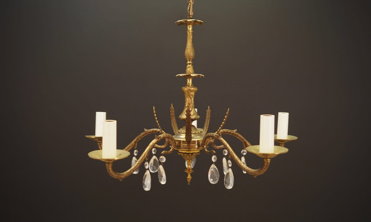 Vintage Chandelier Brass Gold 1960s