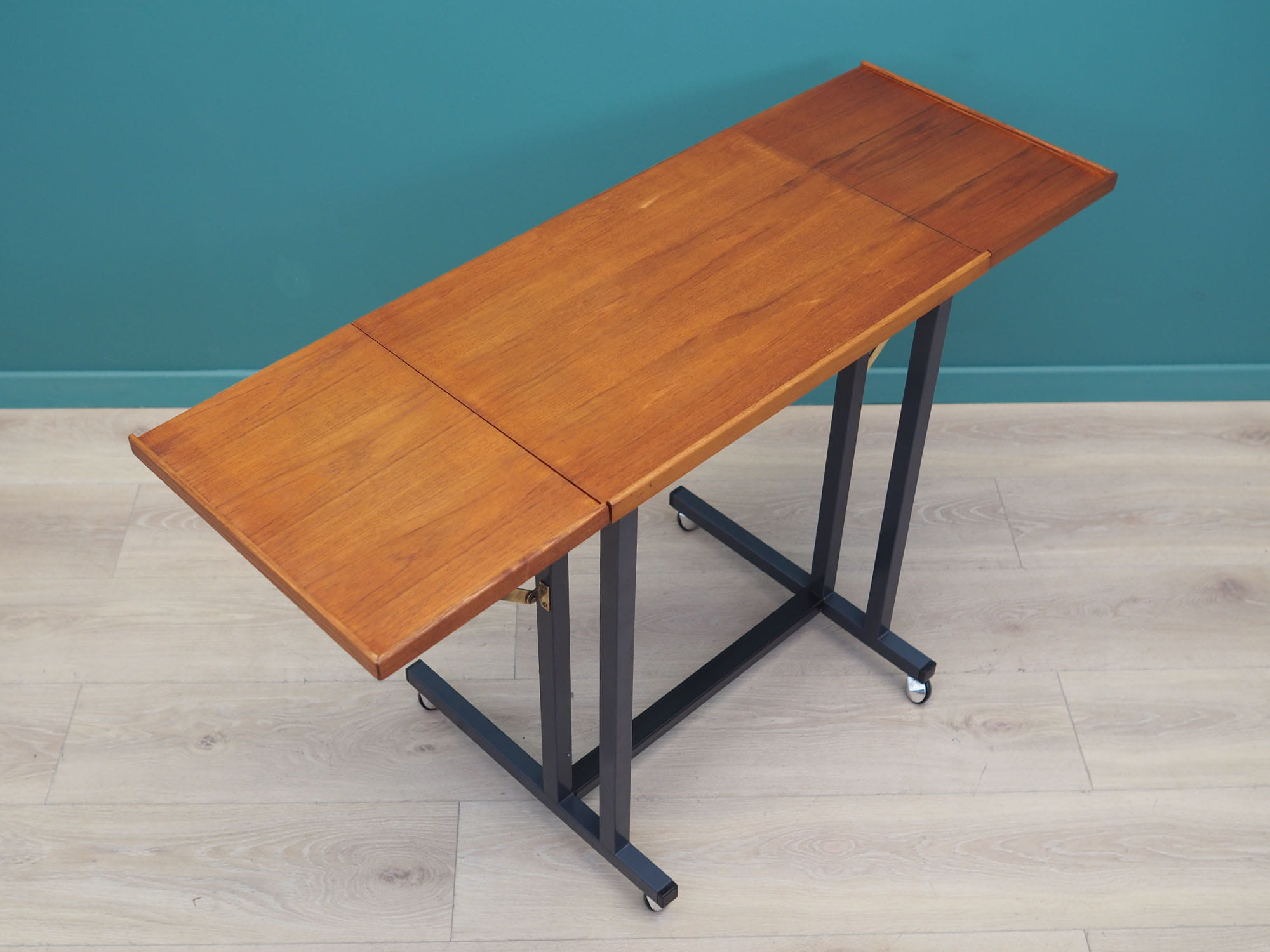 Vintage Table Wood Metal Brown 1970s
