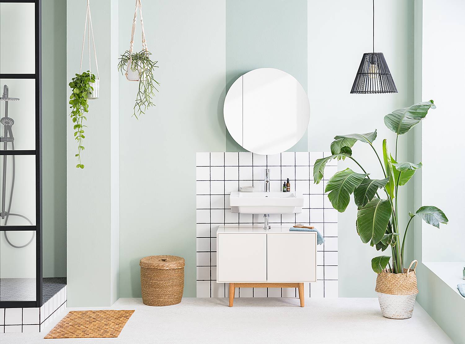 Pendelleuchte Apulien I Rattan / Eisen 1-flammig