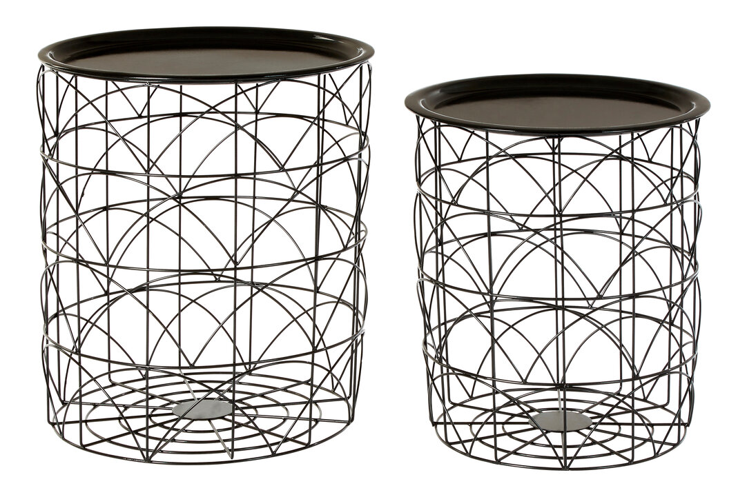 2x Hege Set Drahtkorbtischen Schwarz