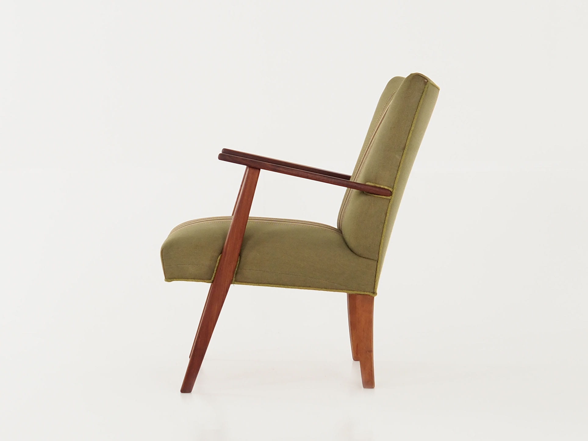 Vintage Stuhl Teakholz Textil Grün 1960er Jahre