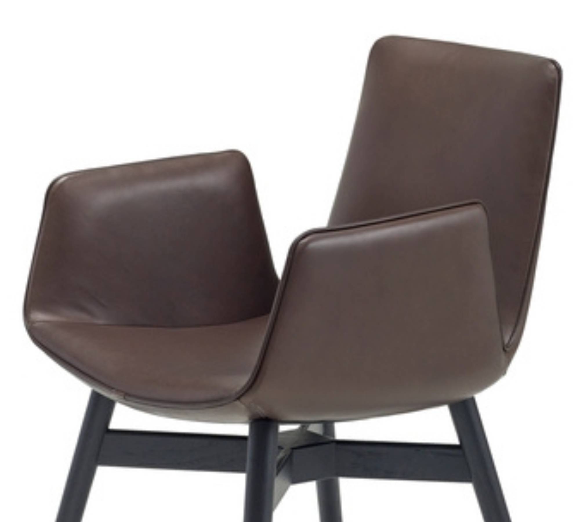 Amelie Stuhl Leder Holz Braun Schwarz