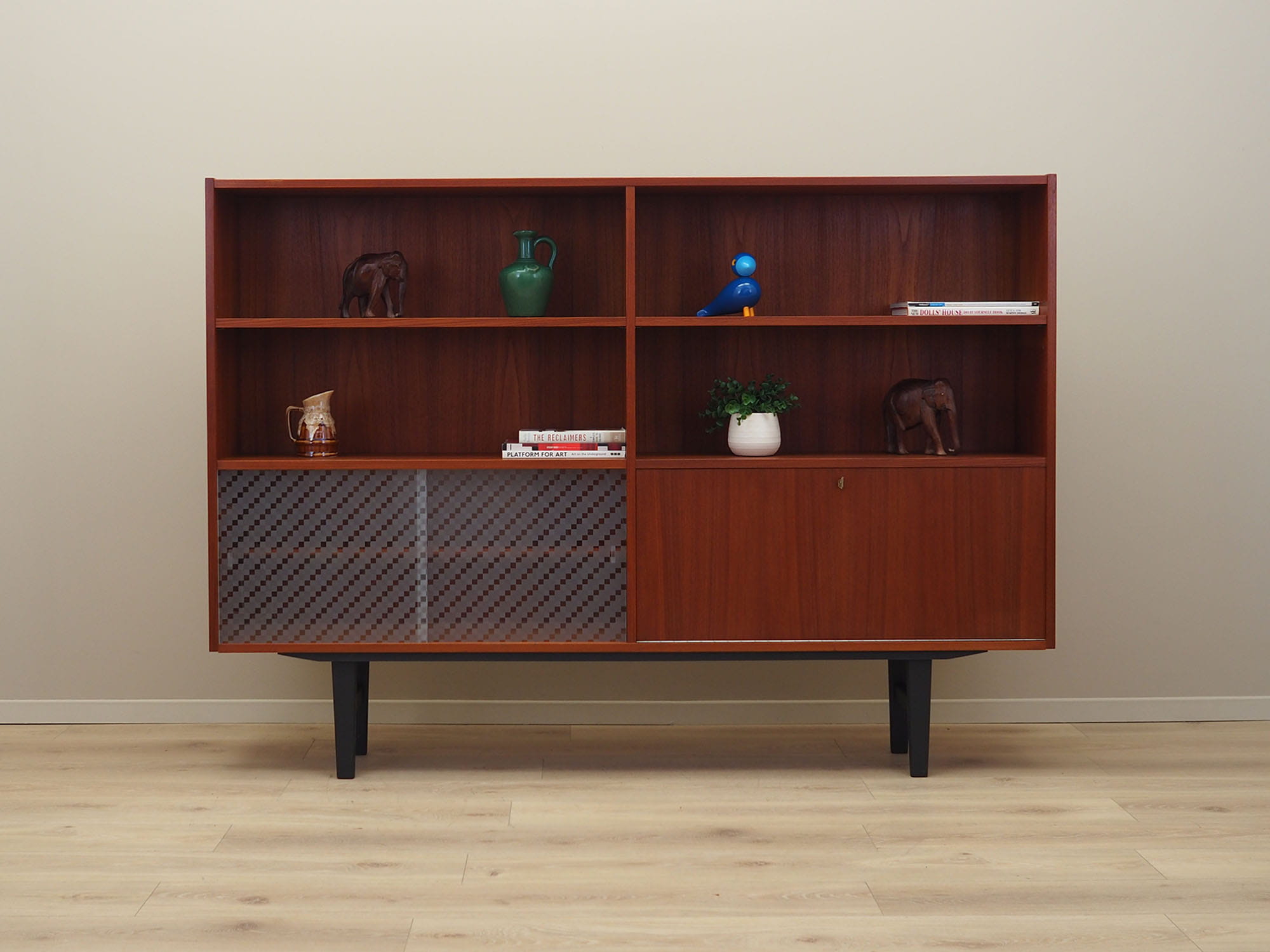 Vintage Bücherregal Teakholz Braun 1970er Jahre