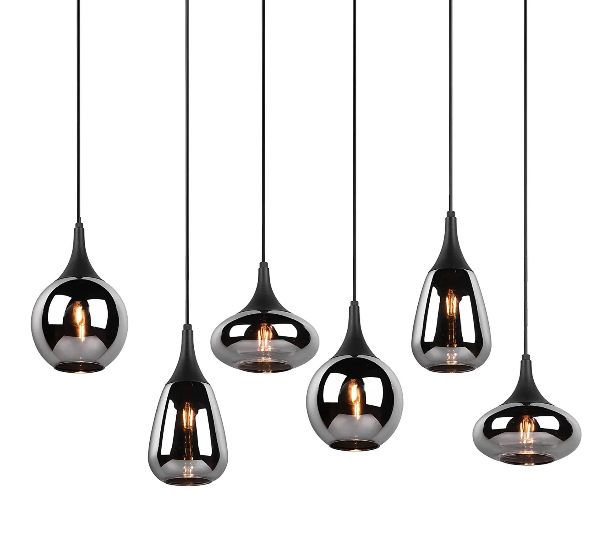 Pendelleuchte 6-flammig Rauchglas Stahl