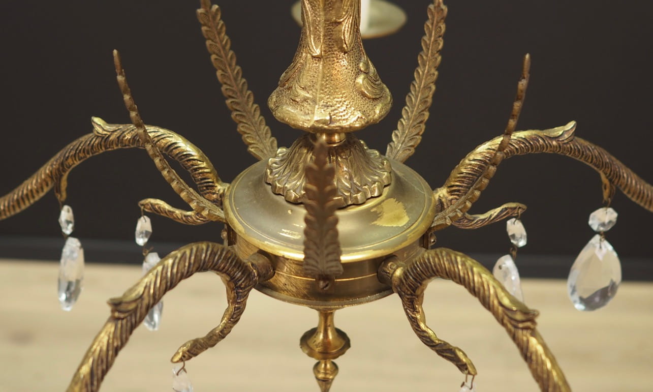 Vintage Chandelier Brass Gold 1960s