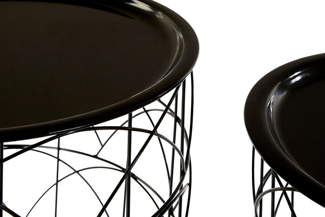 2x Hege Wire basket table Metal Black