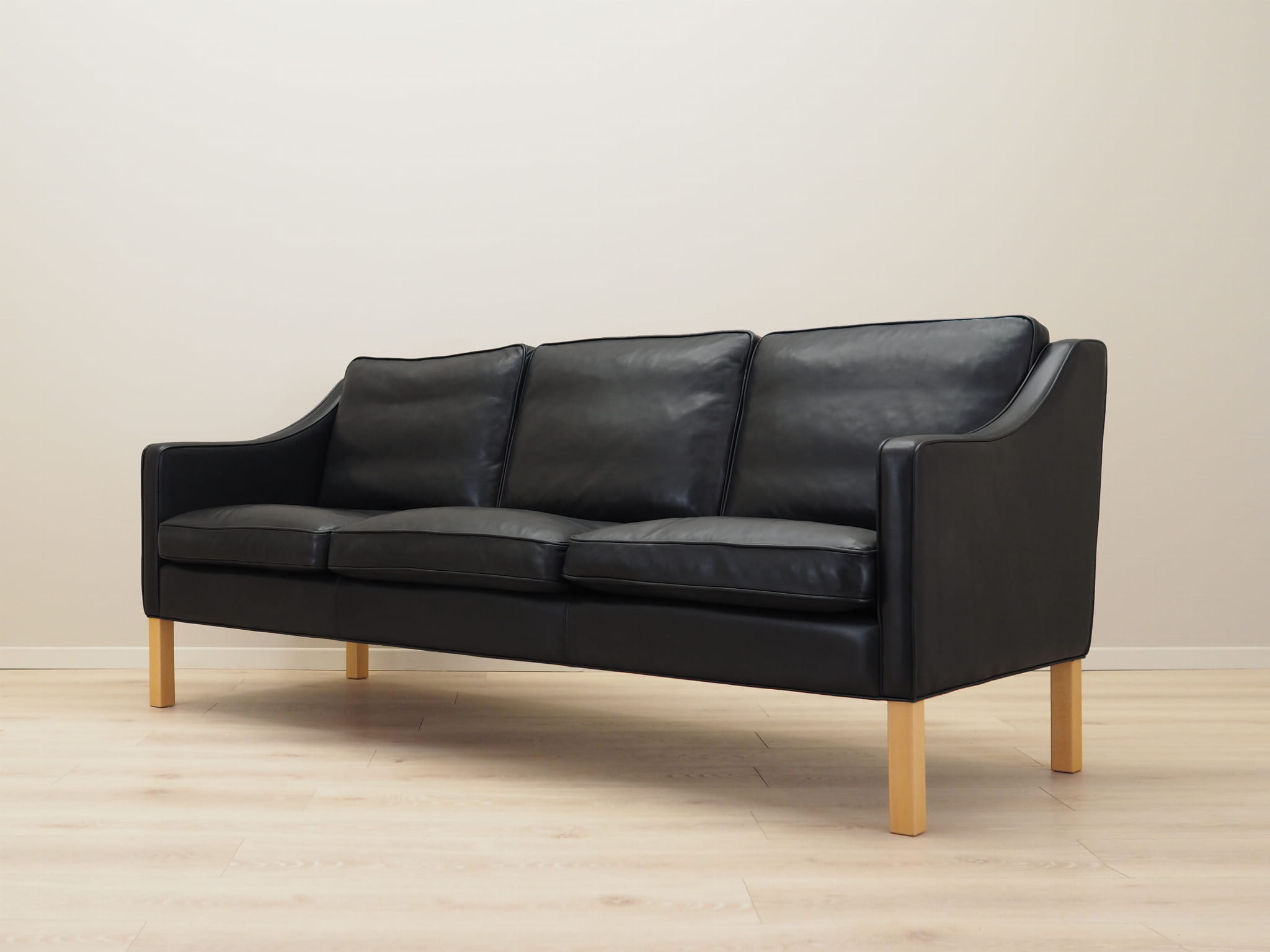 Sofa Leder Schwarz 1970er Jahre 