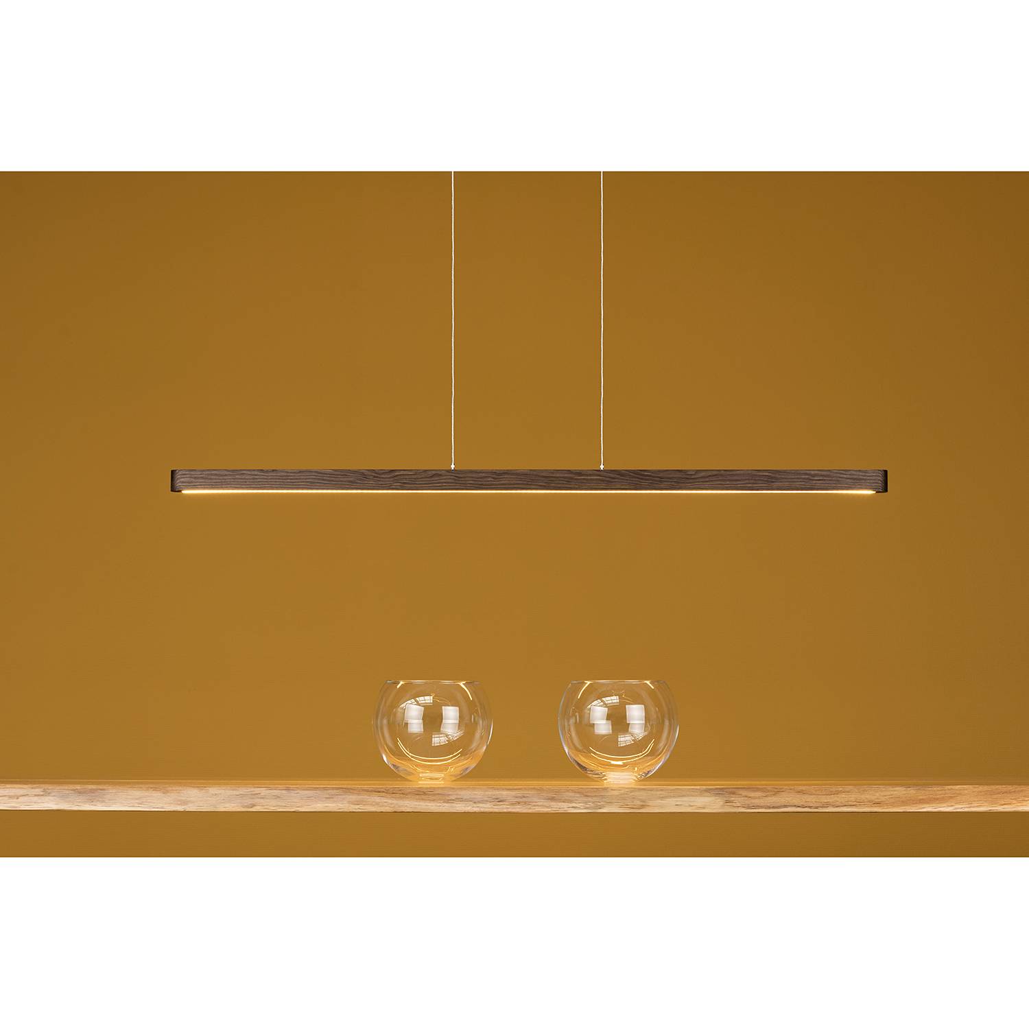 LED-Pendelleuchte Forestier III Kiefer Massiv Stahl