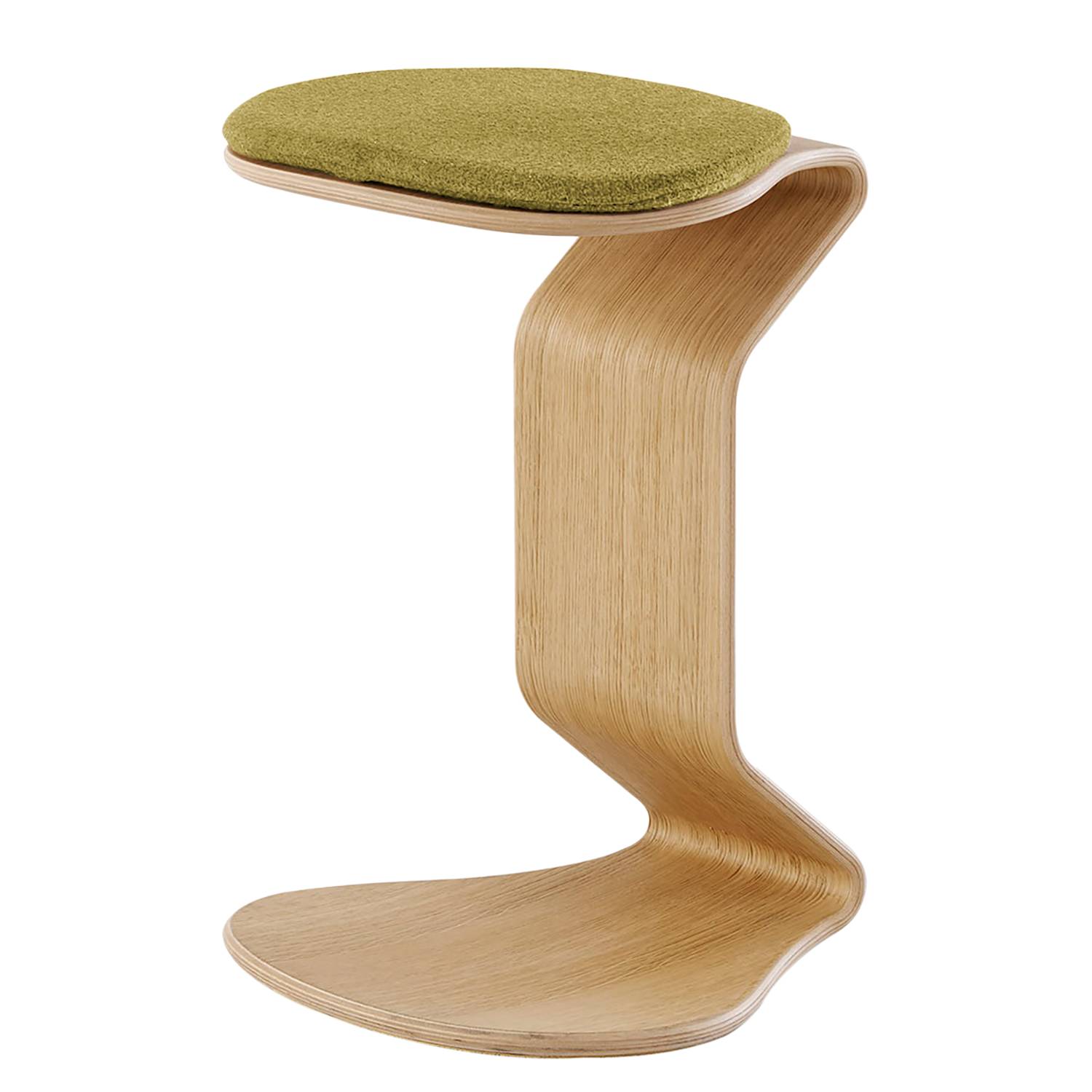 myERCOLINO Hocker Laneve-Wolle Echtholzfurnier Olivgelb