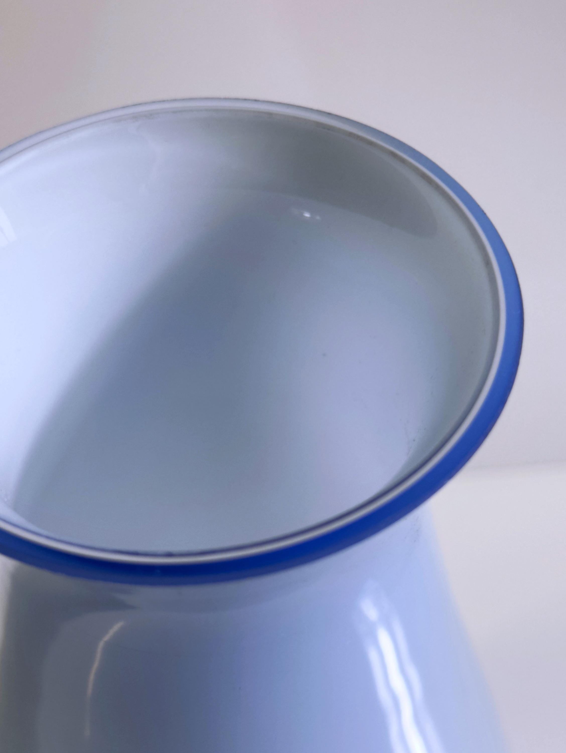 Vintage Vase Milchglas Opalina Filigrana Blau 1970er Jahre