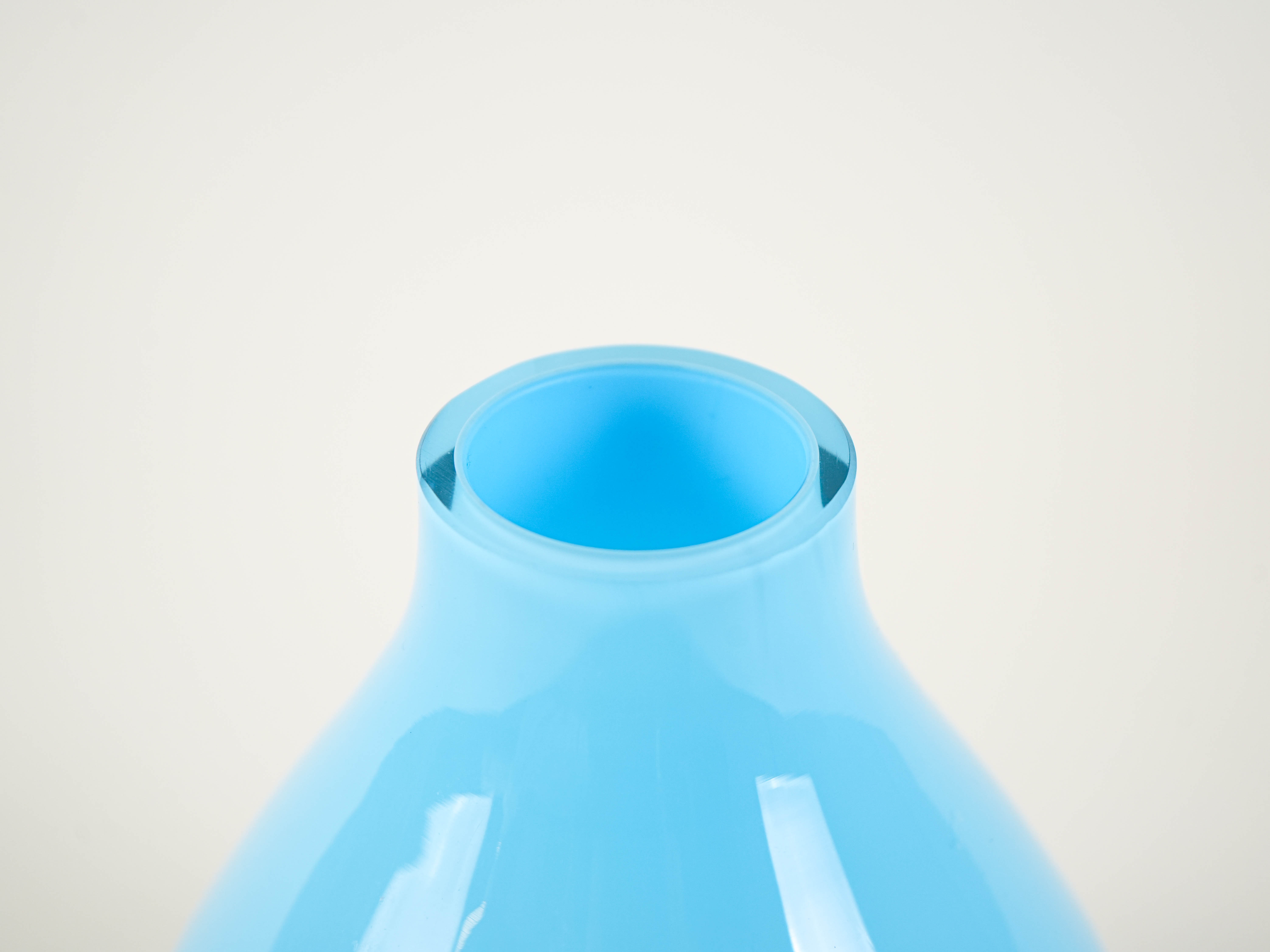 Light blue 1970s glass vase