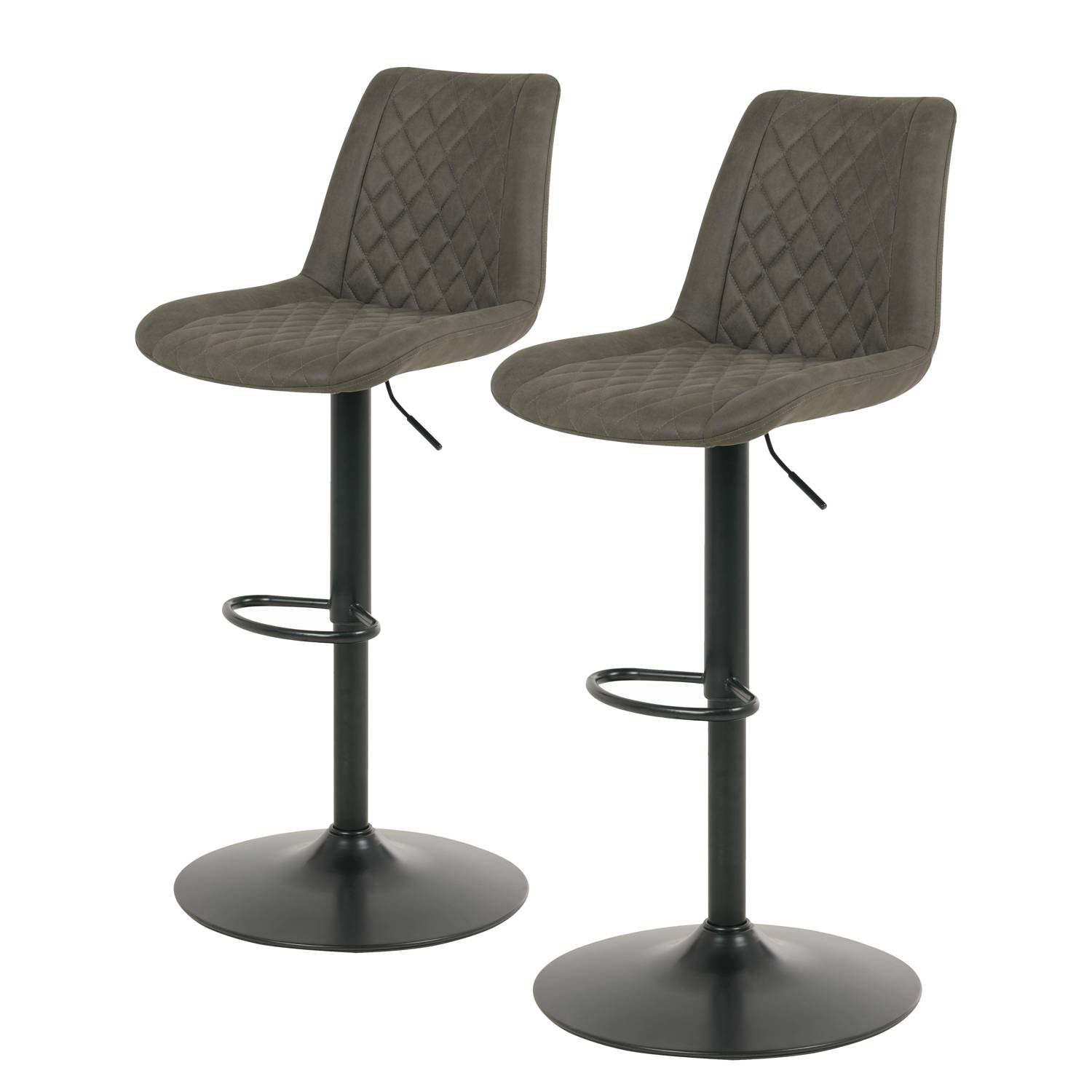 2x Bar stool Wismes Microfiber Iron Vintage Grey