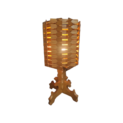 Vintage Holz Tischlampe 60er Jahre