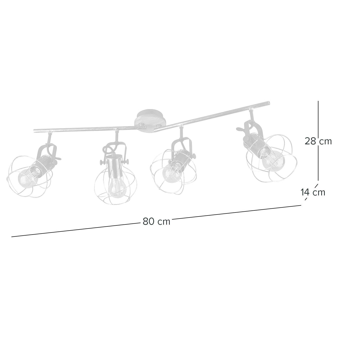 Ceiling lamp Madras III Solid wood 4-flame Silver