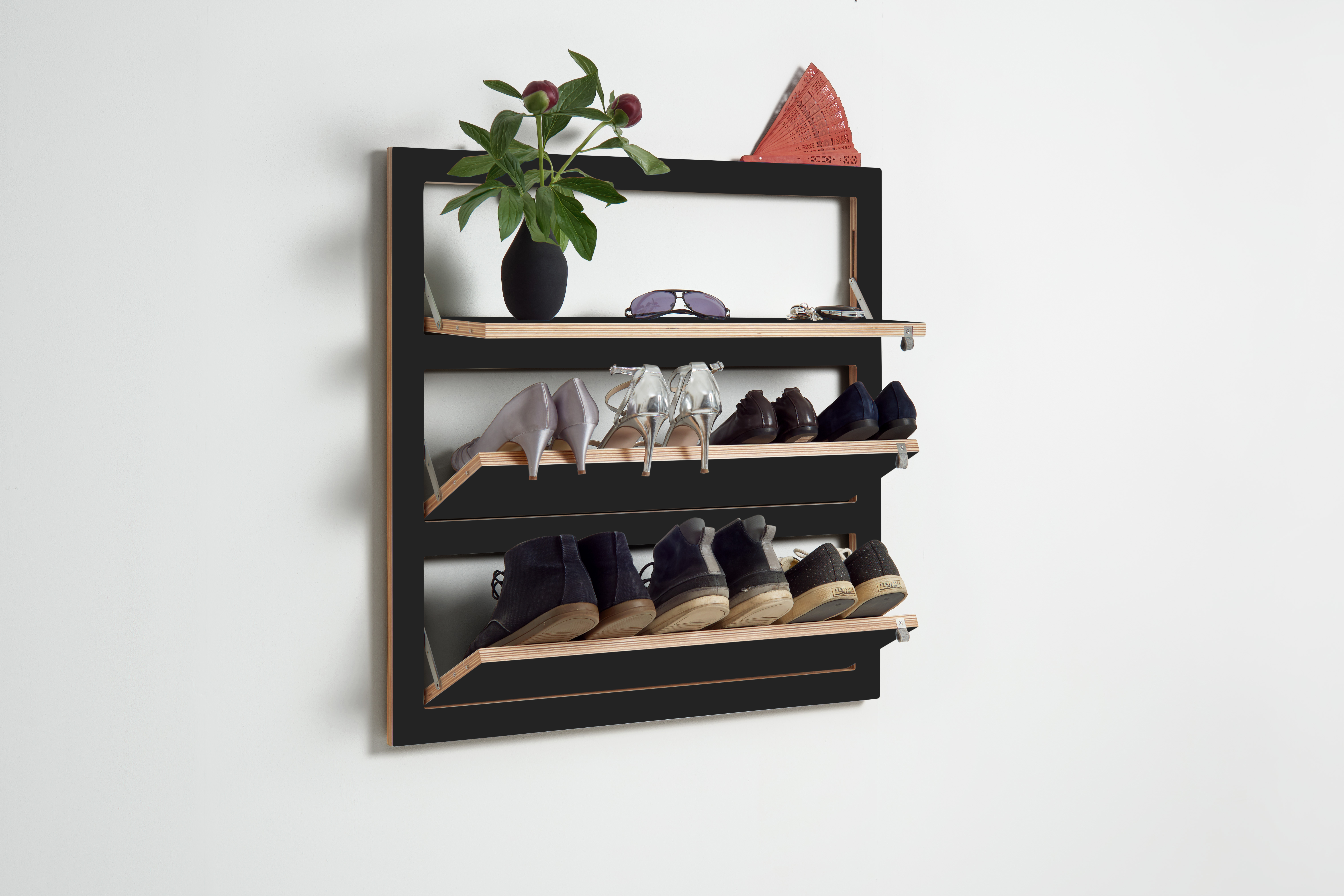 Fläpps Shoe Rack Wood Black 80x80cm