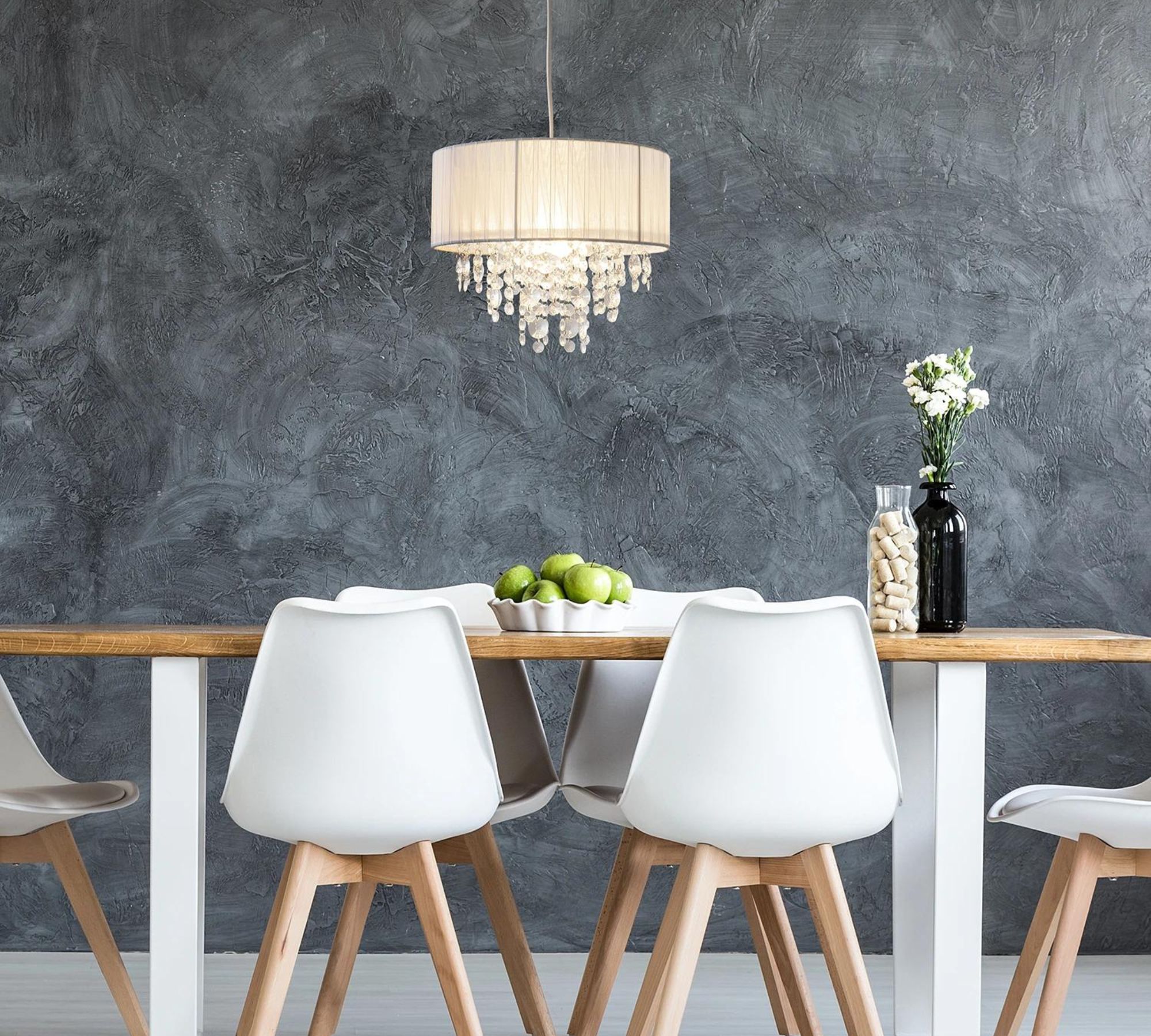 Pendant lamp 1-bulb textile plastic