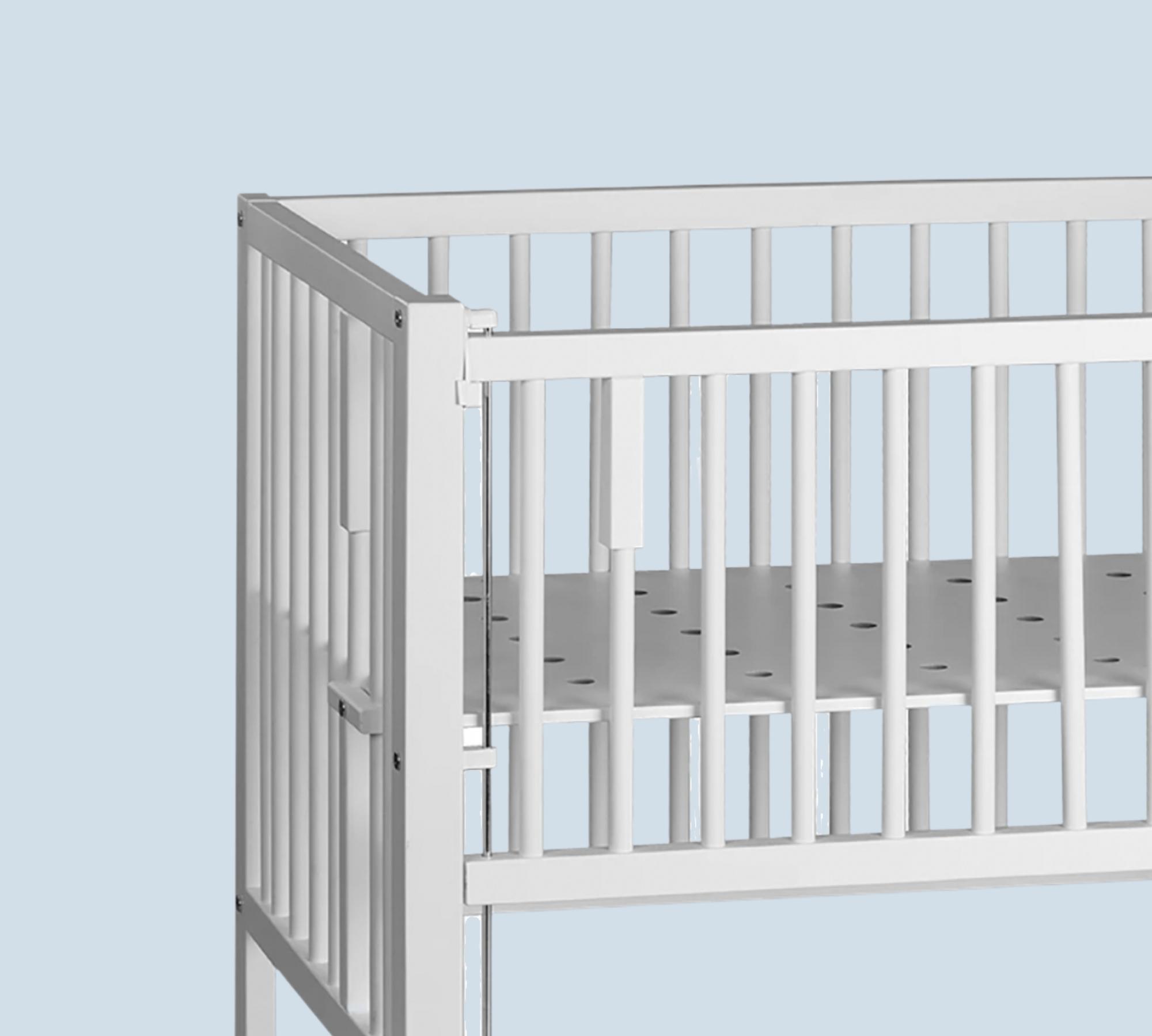 Höhenverstellbares Kleinkind-Beistellbett Buchenholz Weiß