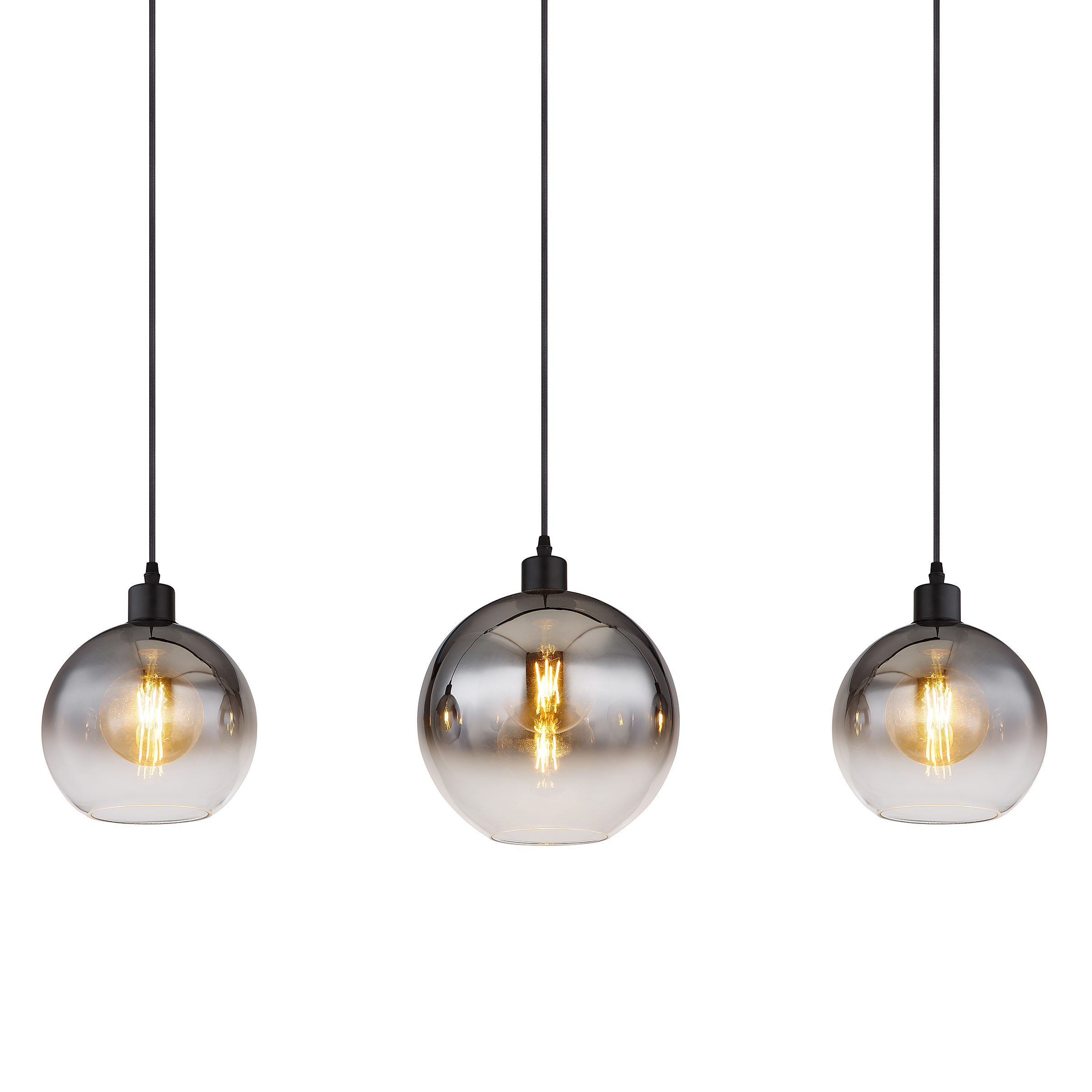 Pendelleuchte Newcastle 3-Flammig Rauchglas Eisen 