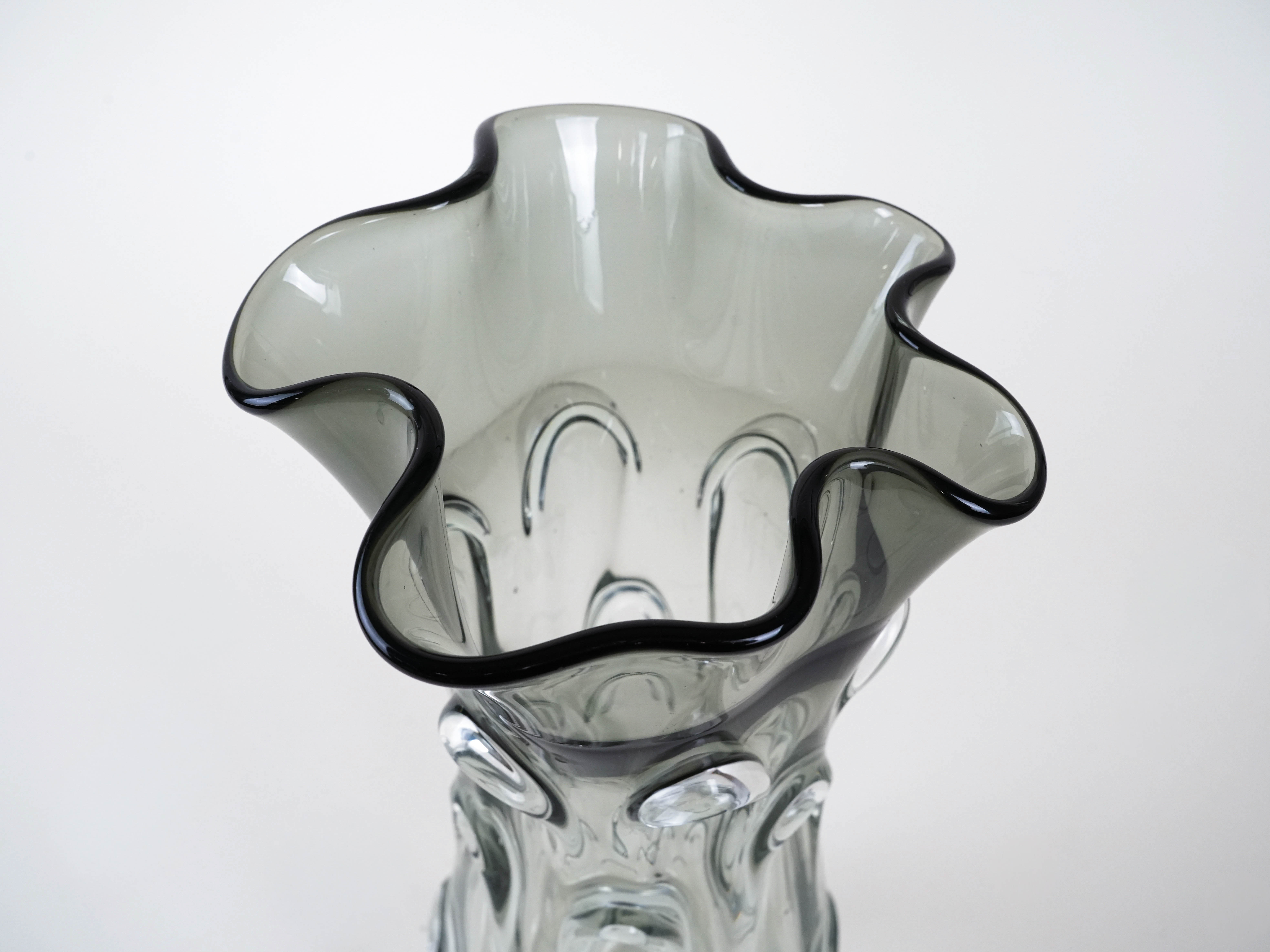 Vase Muranoglas Grau 1960er Jahre