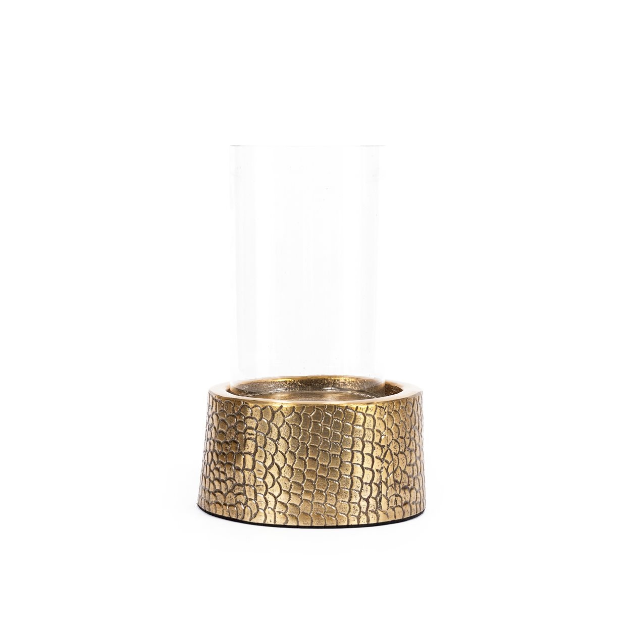 Croco Candleholder Glass Brass