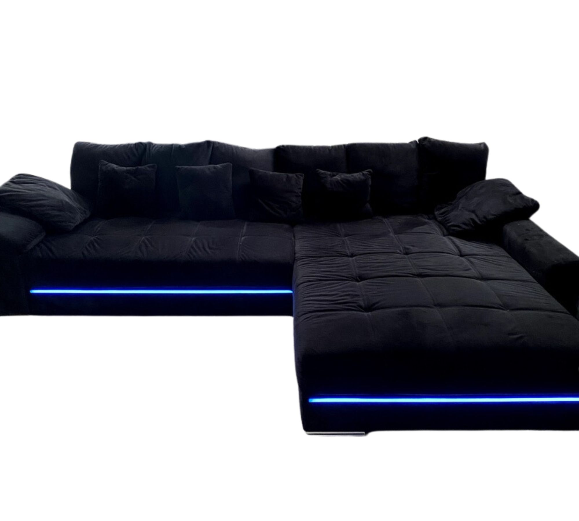 Sofa Récamiere Rechts LED-Funktion Baumwolle Schwarz
