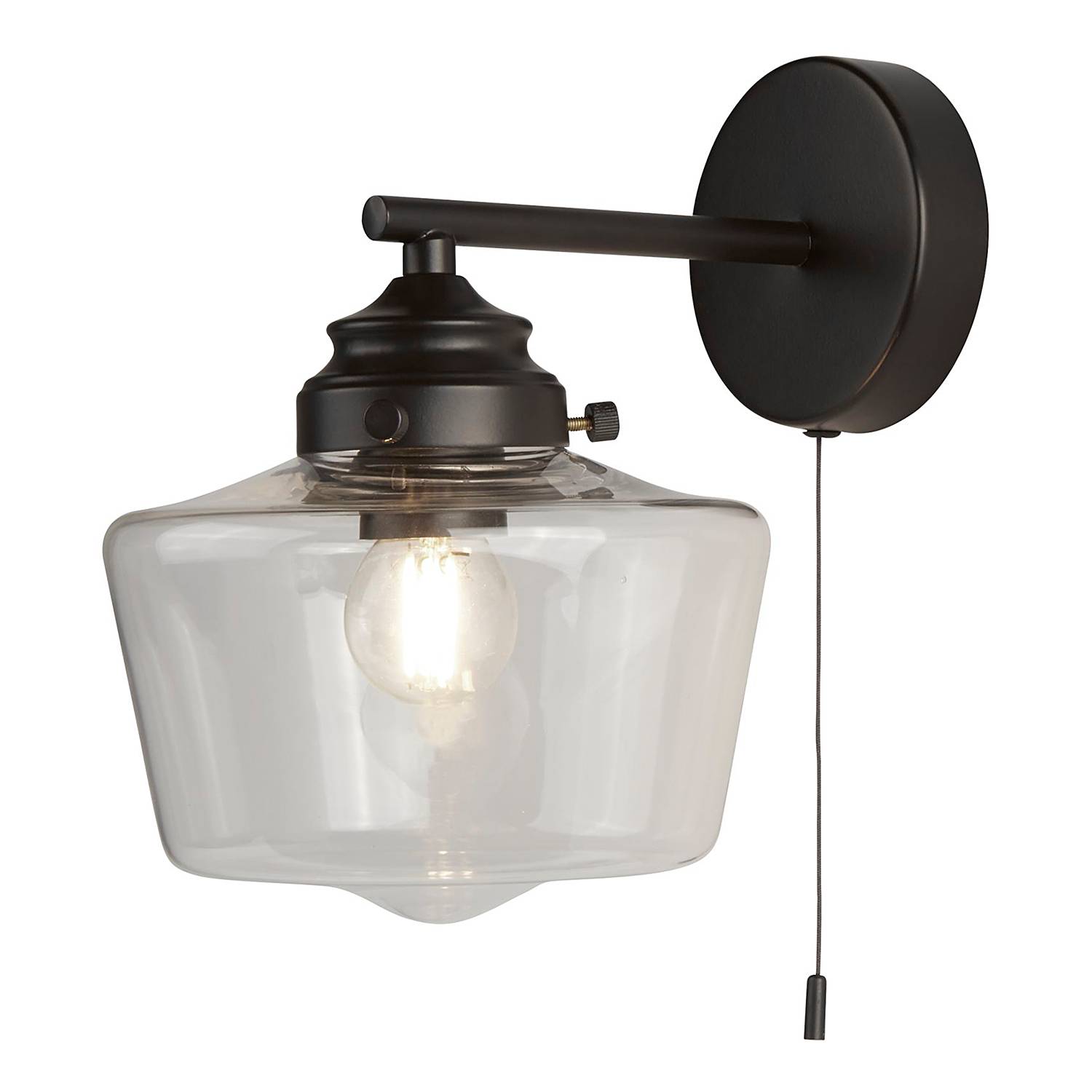 School House Wall Lamp Opal Glass Steel Single-Flame
