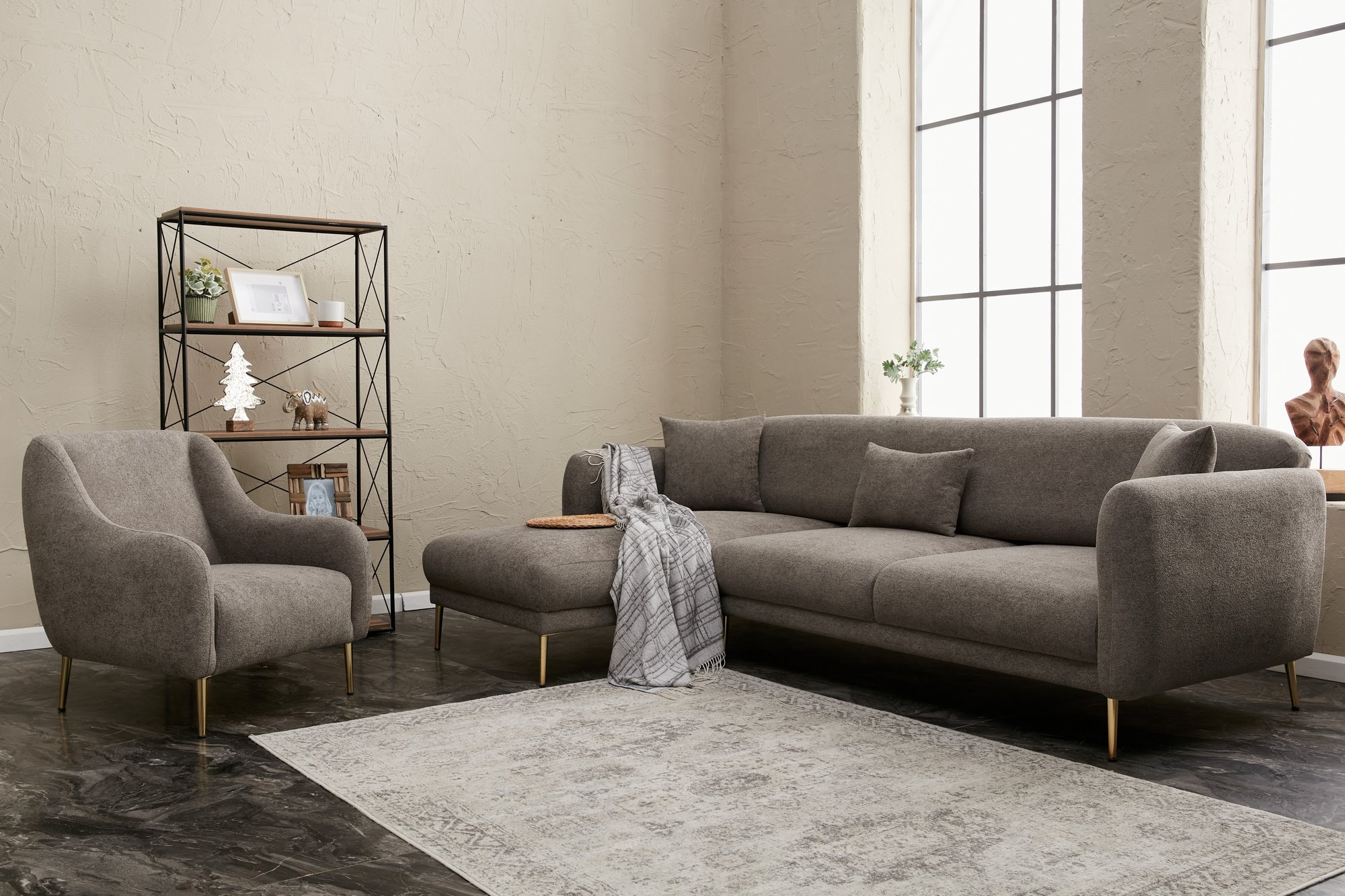 Simena Sofa Récamiere Links Grau