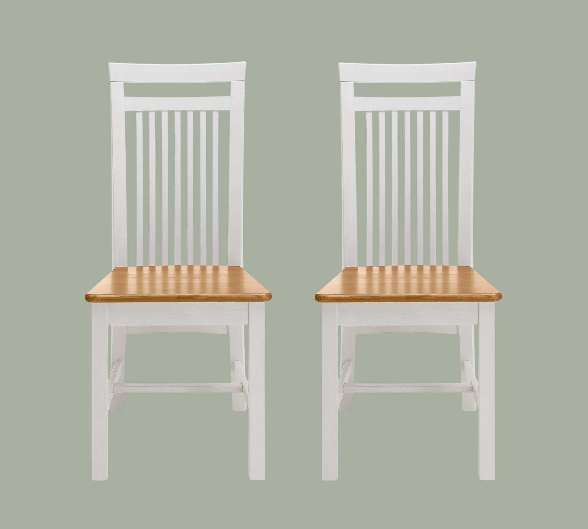 2x Esszimmerstuhl mit Landhaus-Touch Weiß/Holz