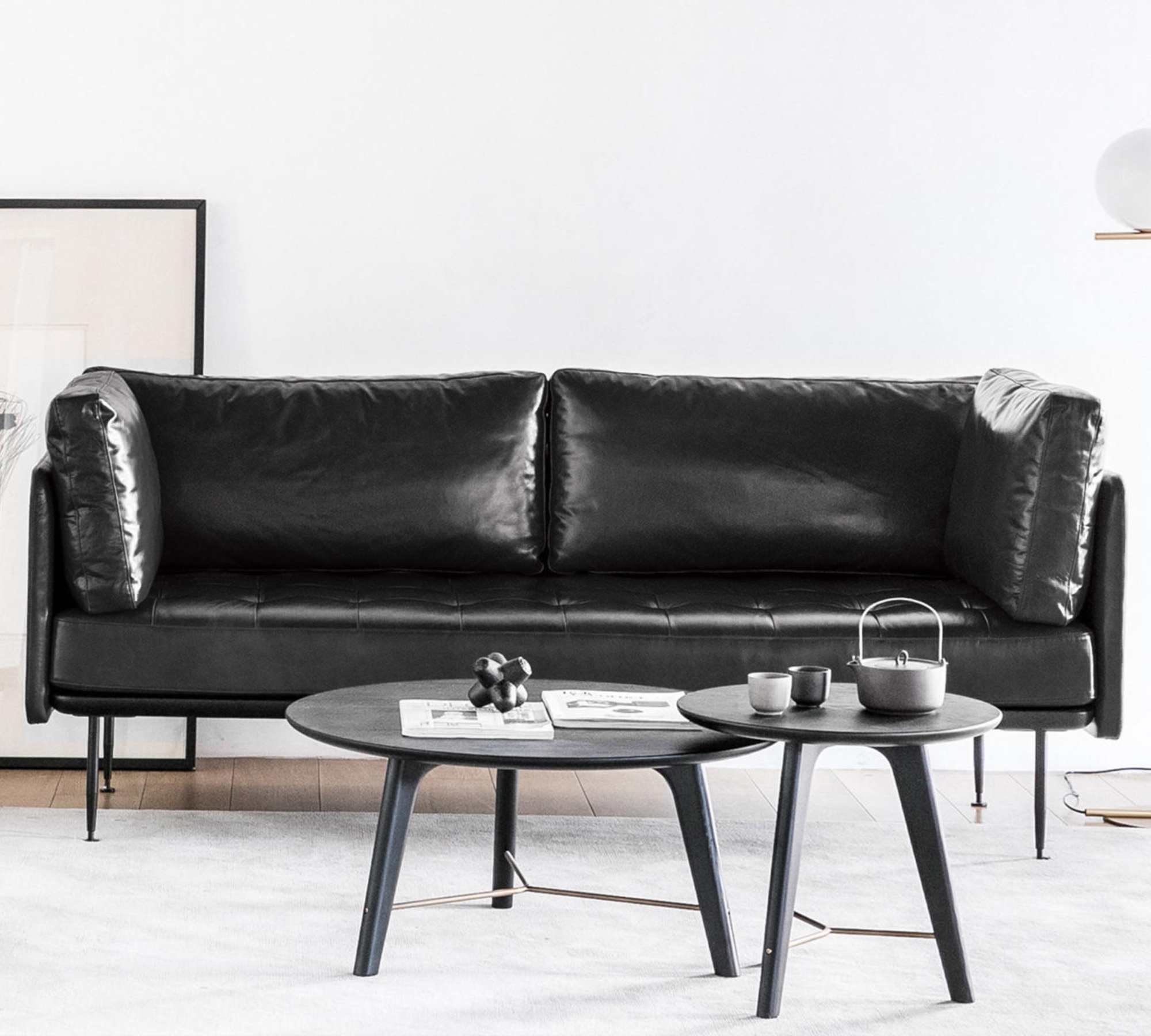 UTILITY 3-Sitzer Sofa Leder Schwarz