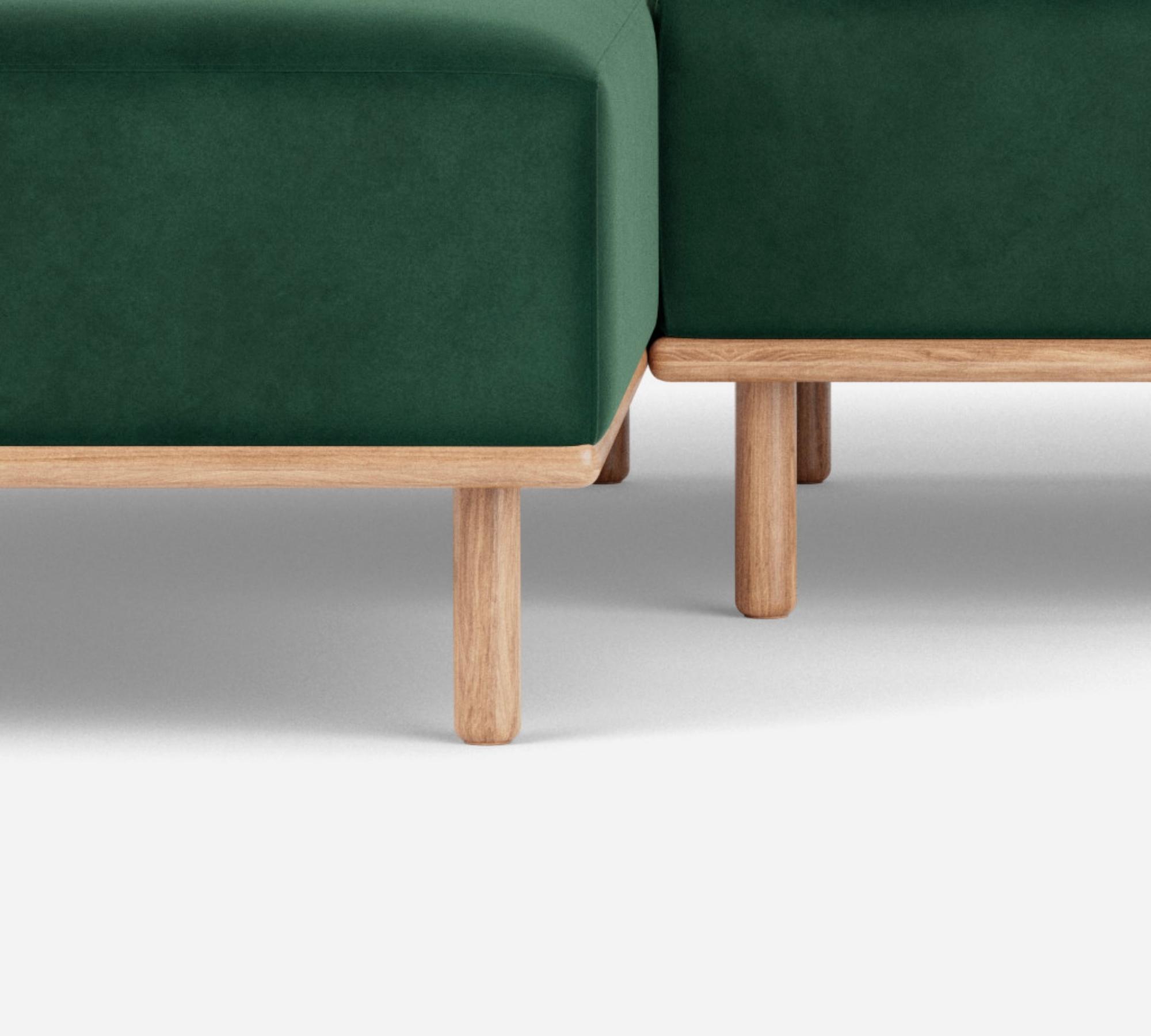 Vilmar 3-Sitzer Sofa Recamiere links Velour Lux Dark Green