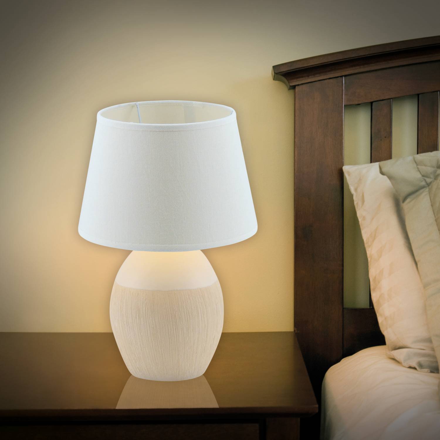 Table lamp mixed fabric ceramic 1-bulb