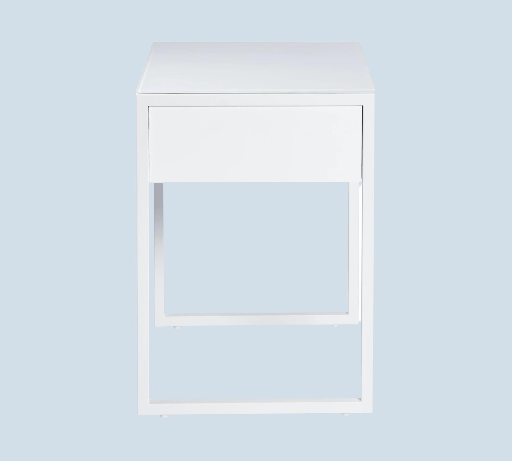 Minimalistischer Beistelltisch Glas Metall Weiß