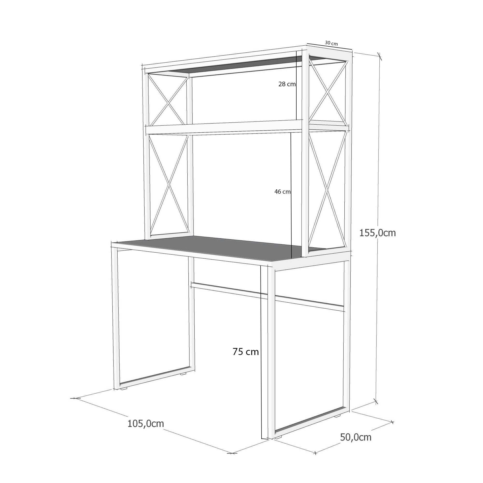 Mercan Schreibtisch Holz Schwarz Pine