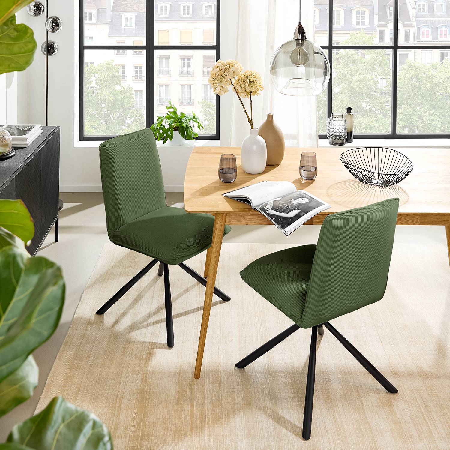 2x Twatasha Dining Chair Olive Green