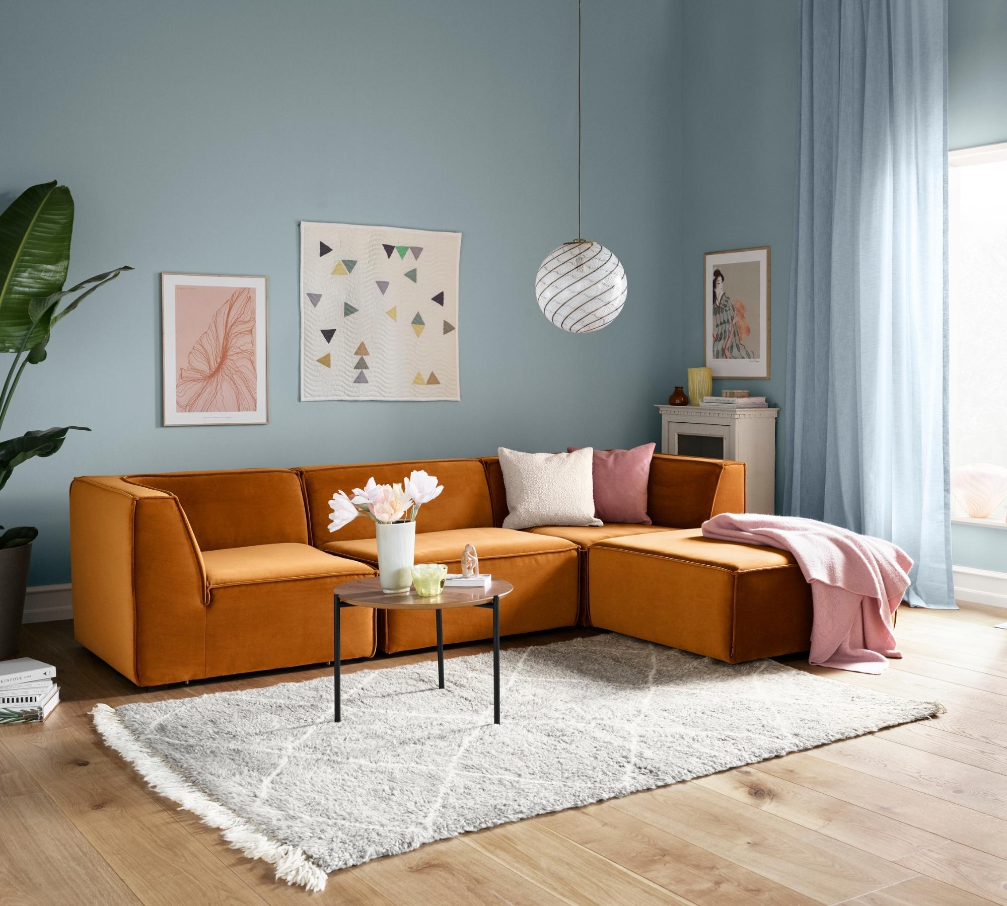 Dane Polsterhocker Velour Matt Amber