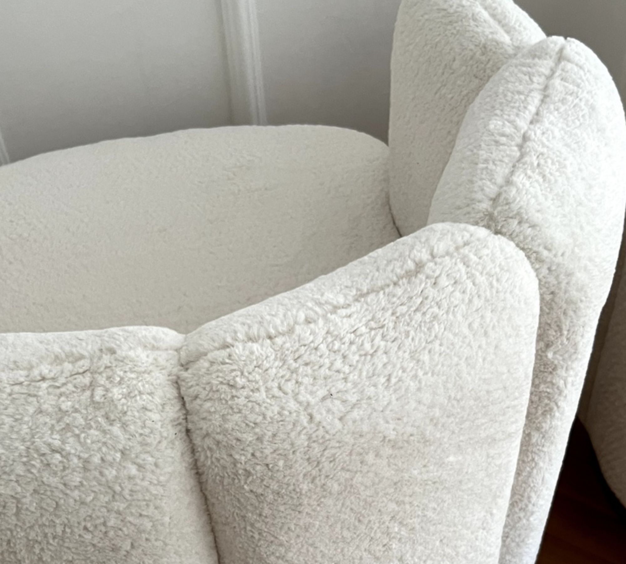 2x Armchair Fabric Metal Cream