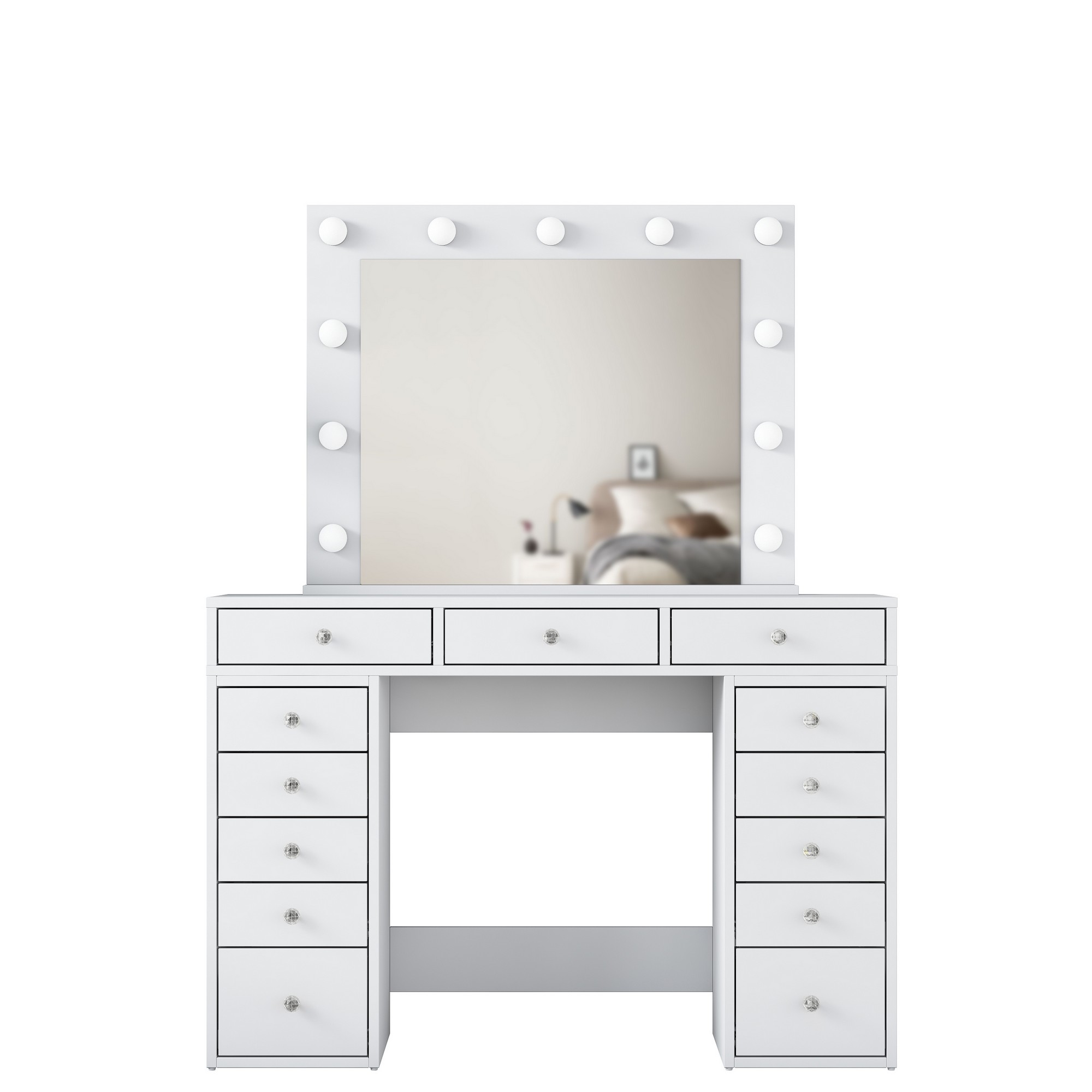 Dressing table with mirror and drawers White