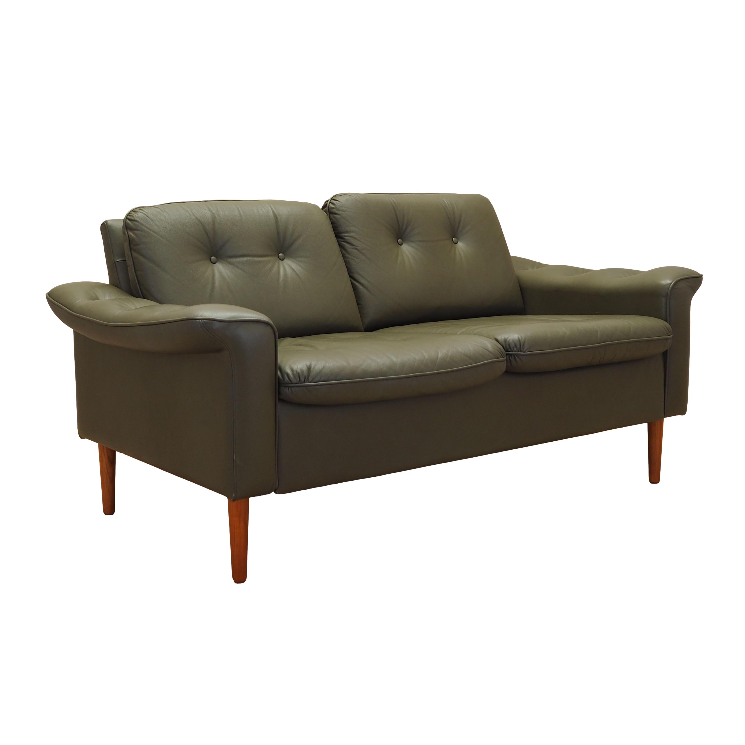 Sofa Leder Grün 1970er Jahre