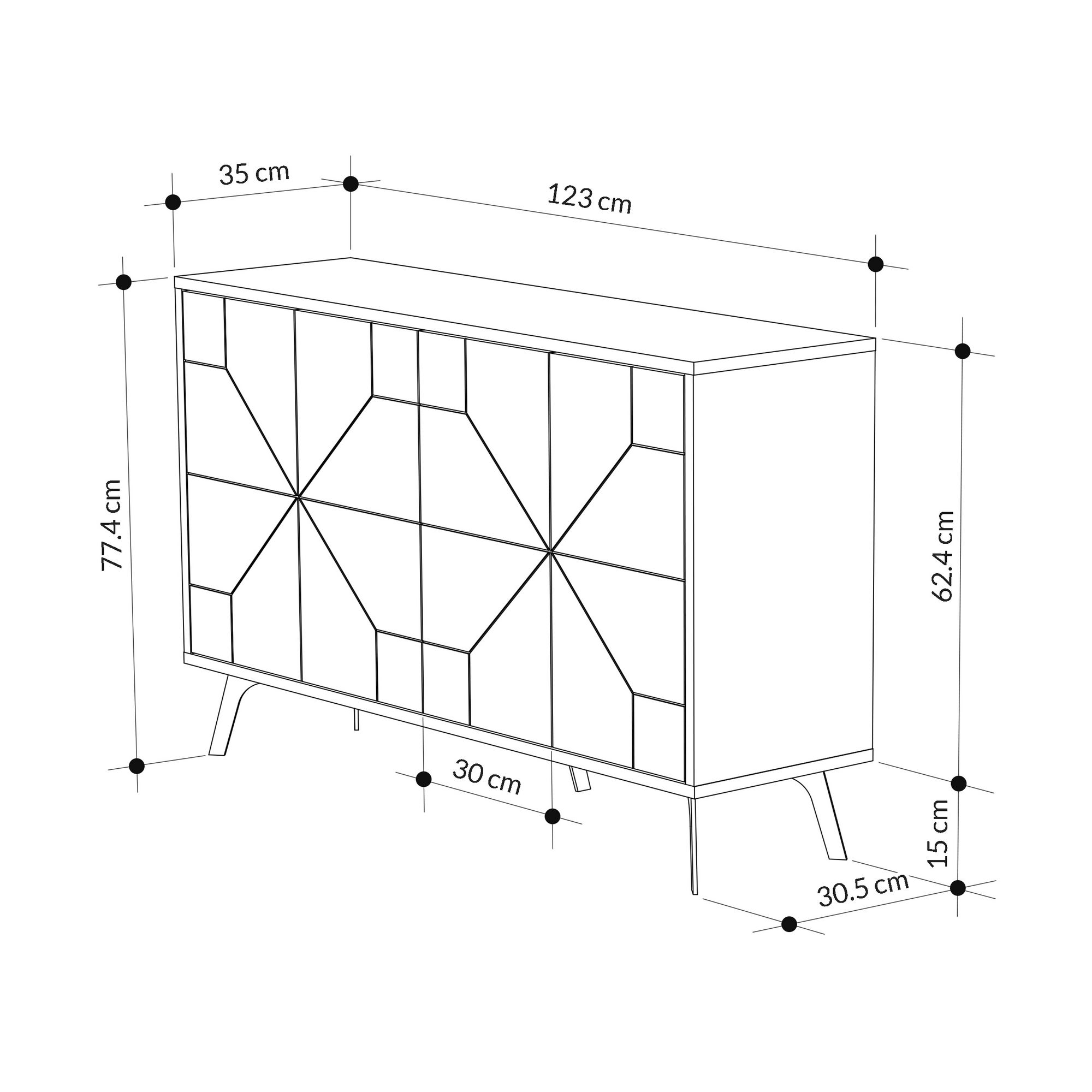 Dune Kommode Oak 123cm x 62.4cm