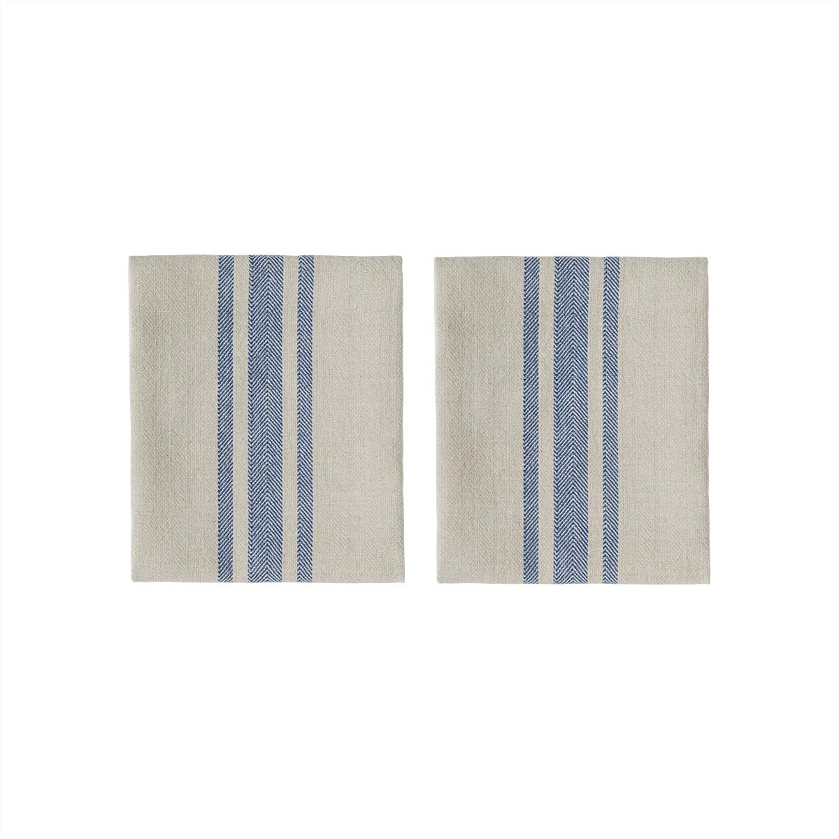 2x Linu Serviette Bio-Baumwolle Blau Weiß