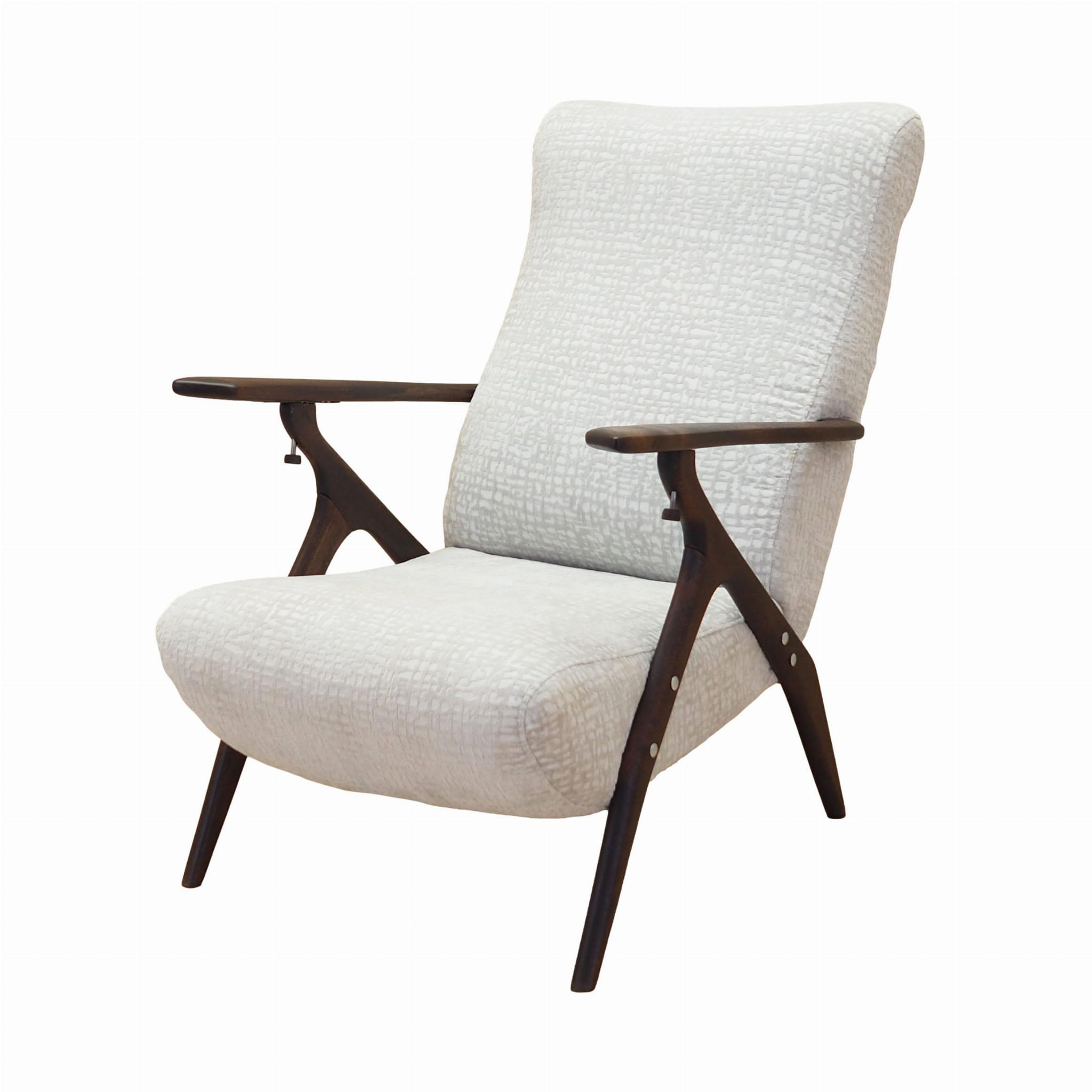 Vintage Sessel Buchenholz Textil Weiß 1970er Jahre