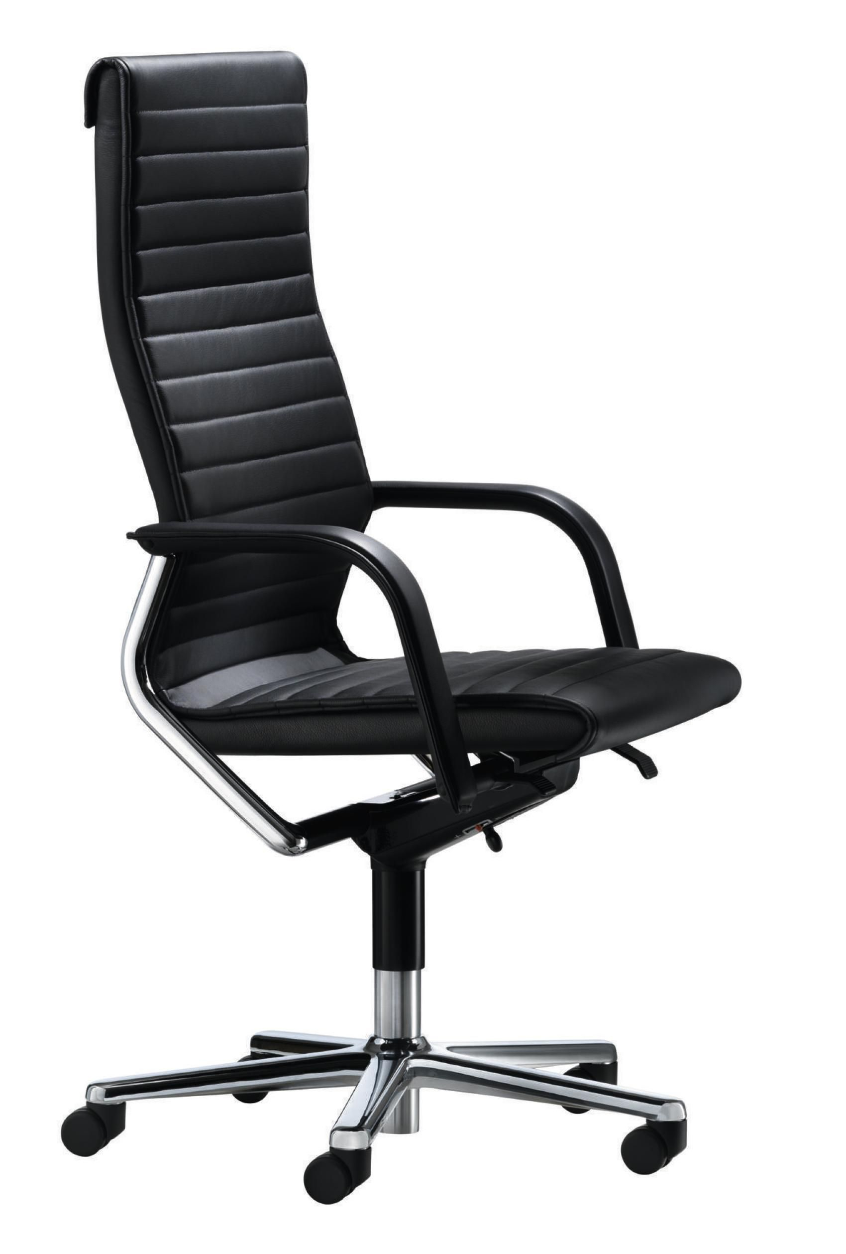 FS Management Drehstuhl Leder Chrom Schwarz
