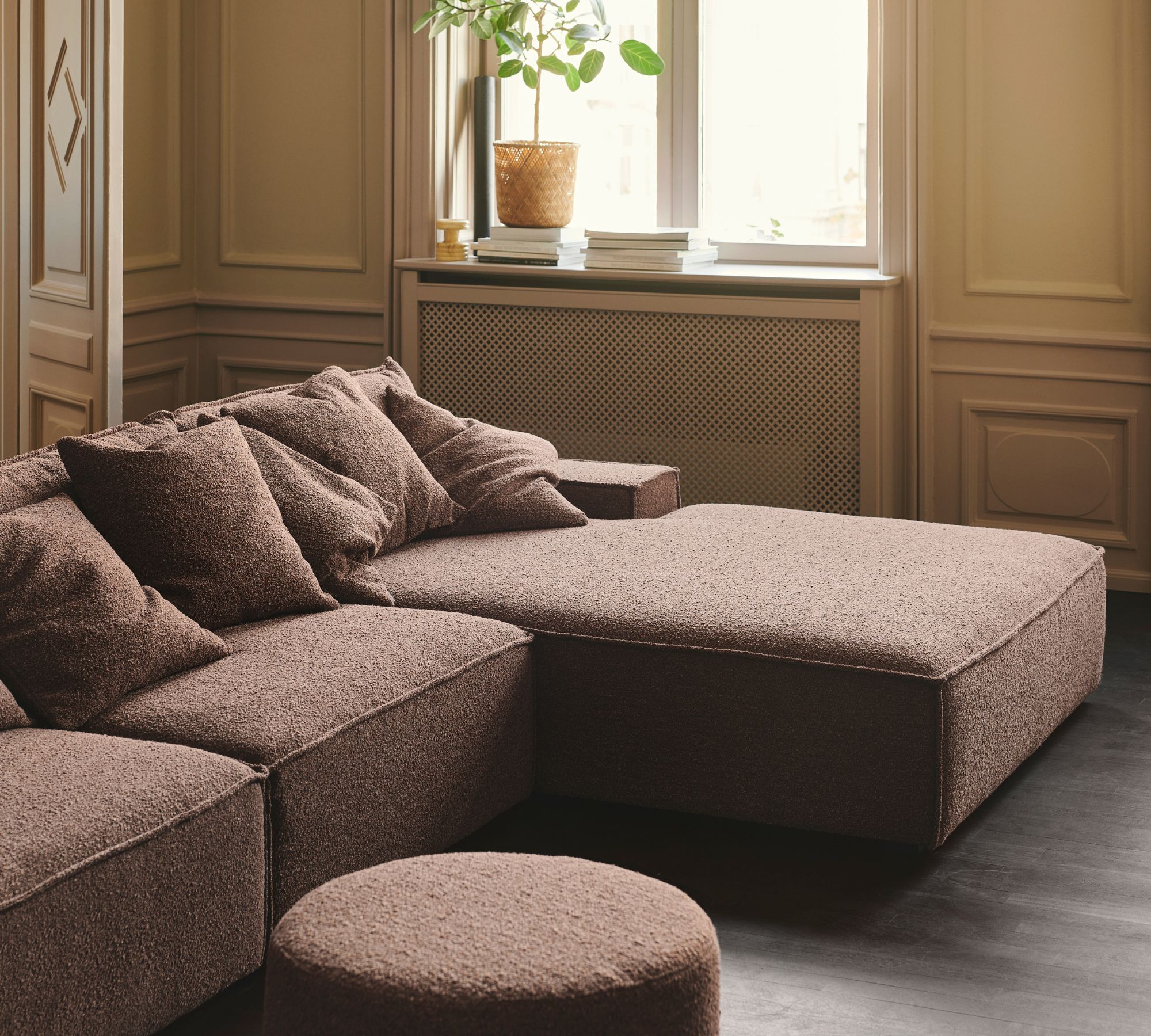 Daphne 1-seater chaise longue Right Pebble Rust