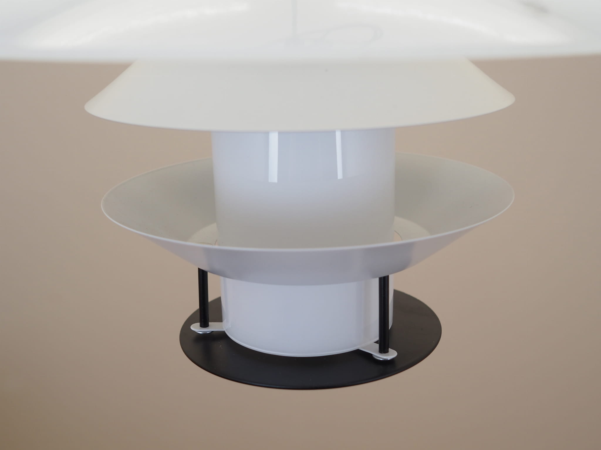 Vintage Pendant Lamp Glass Metal White 1990s