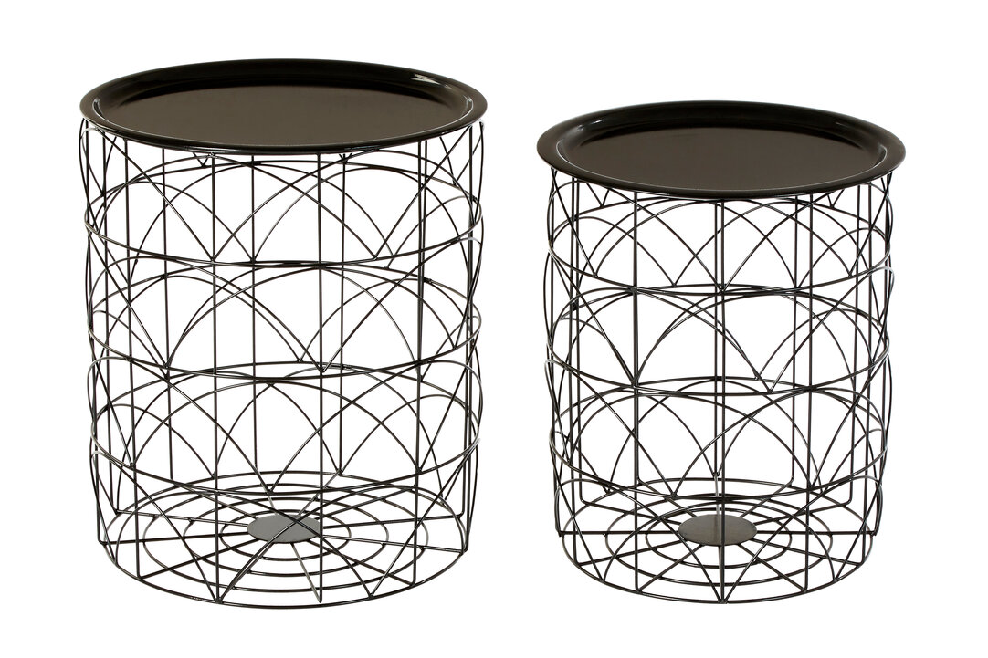 2x Hege Set Drahtkorbtischen Schwarz