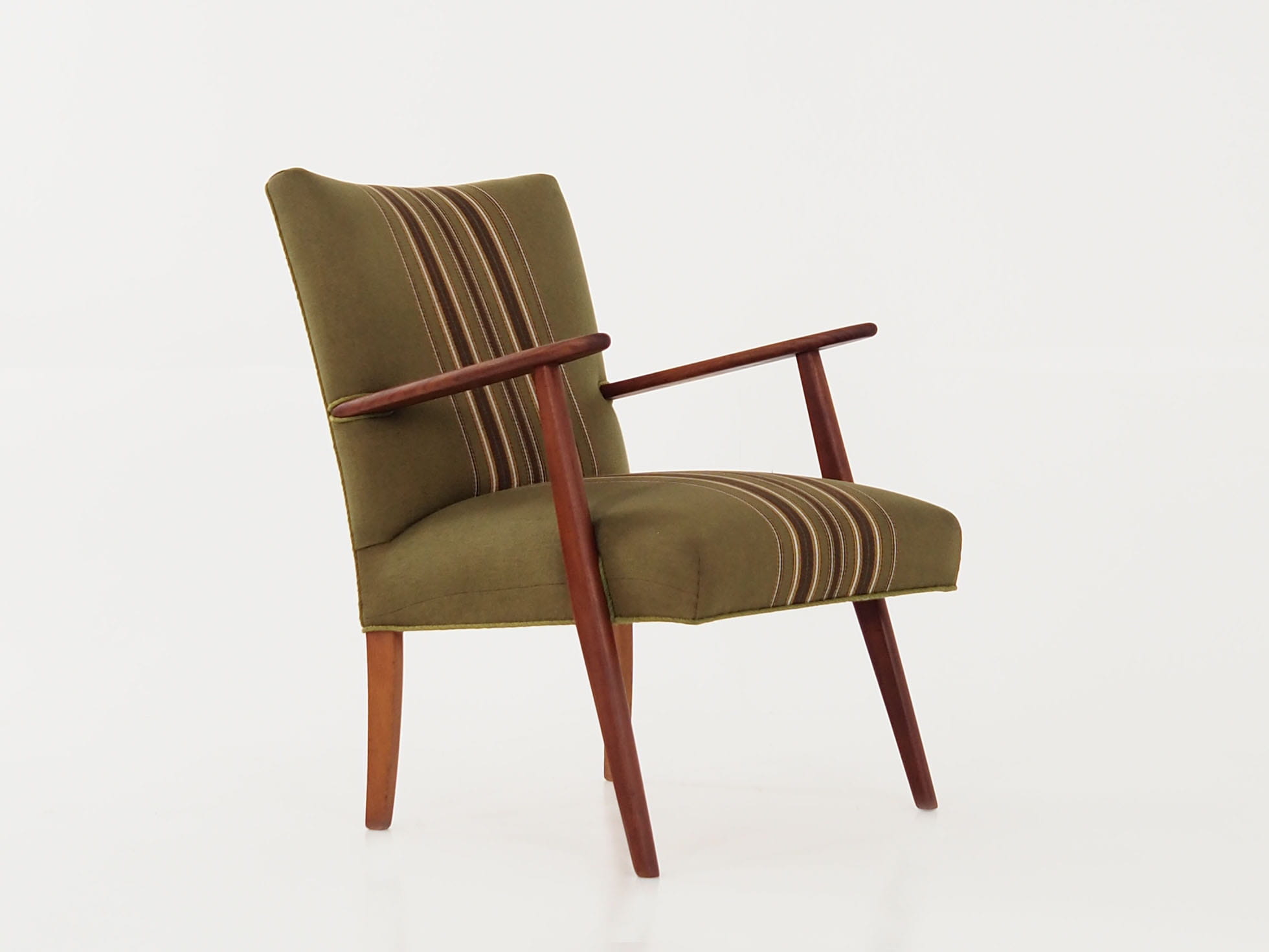 Vintage chair teak wood textile green 1960s