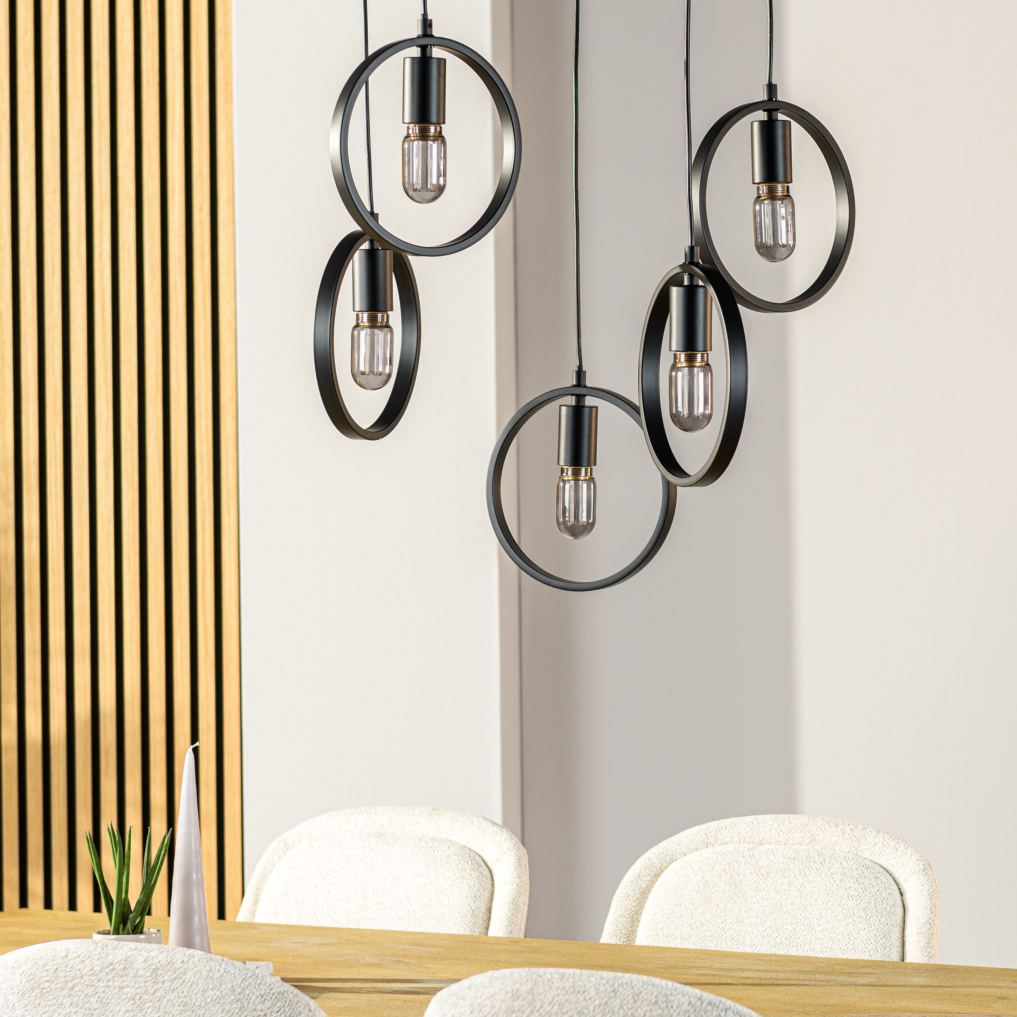 Pendant lamp 5-flame Metal Black