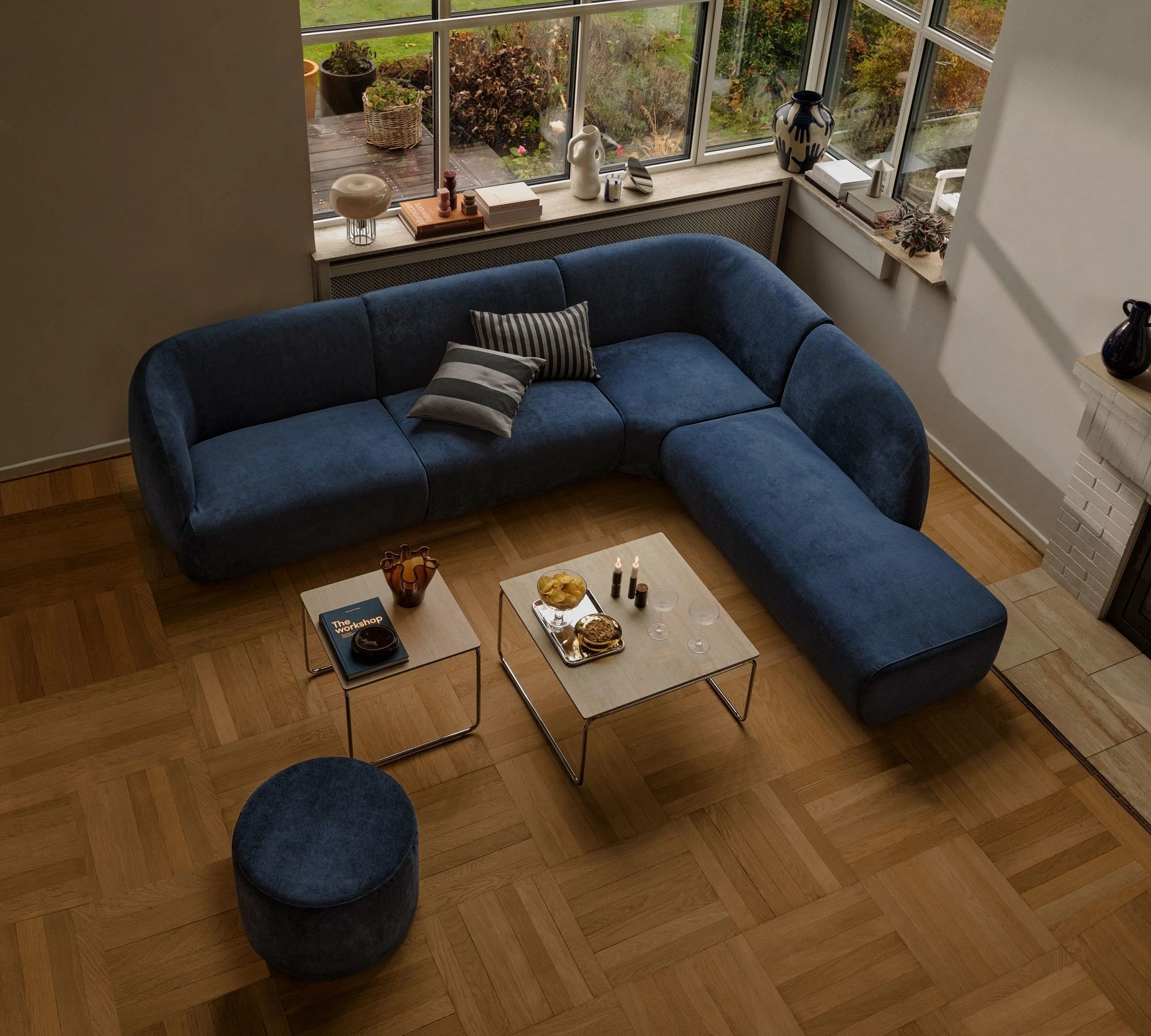 Marlon Couchtisch Sand Stone Chrom 70x70 cm